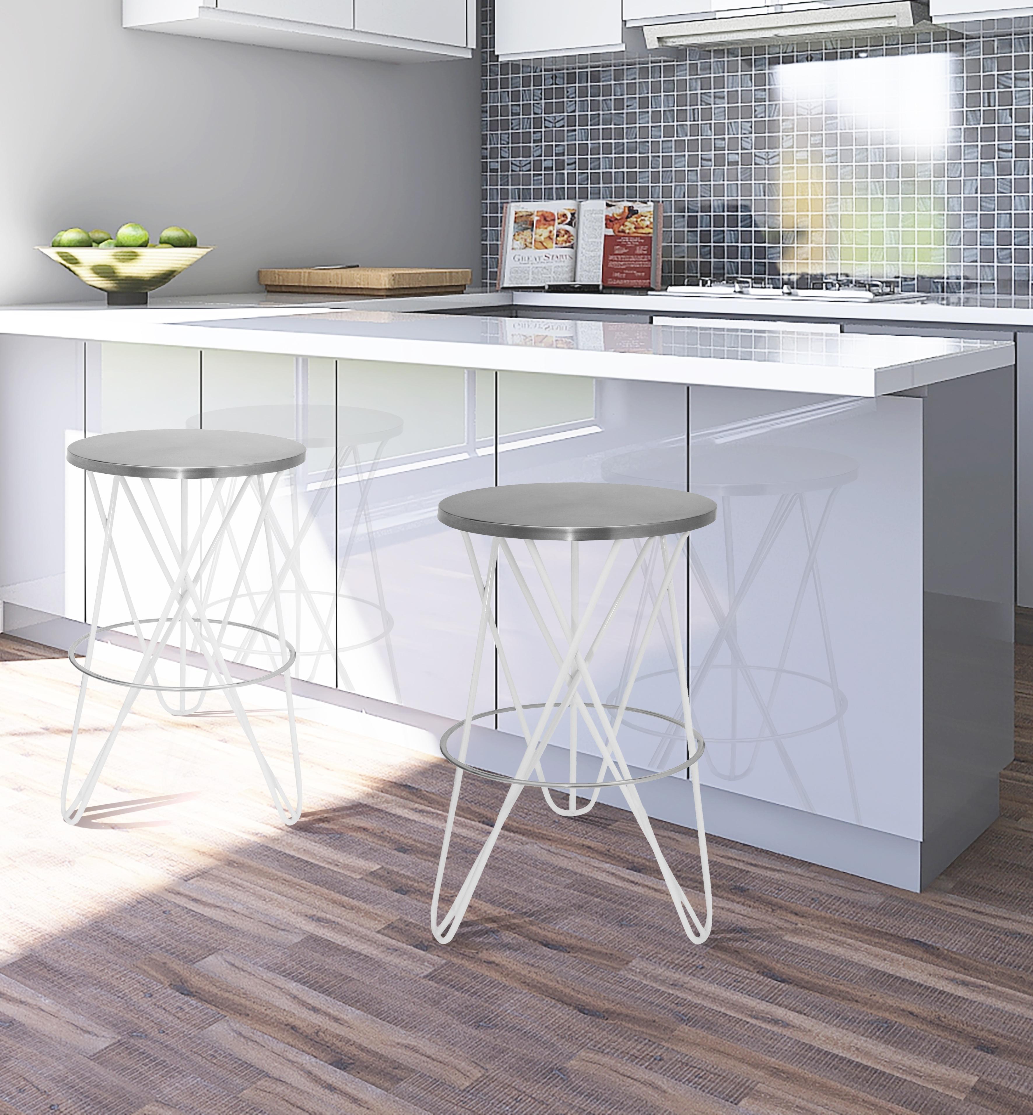 Mercury White / Silver Counter Stool - Luxury Home Furniture (MI)
