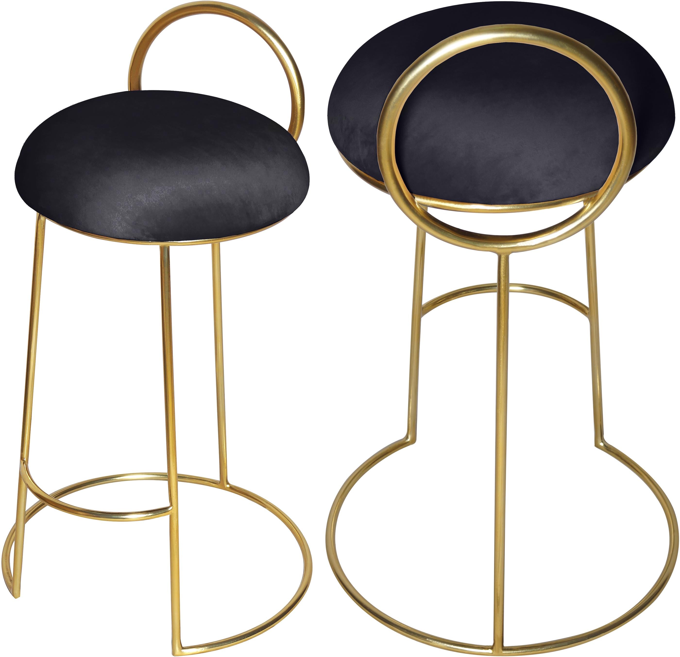 Ring Black Velvet Counter Stool - Luxury Home Furniture (MI)