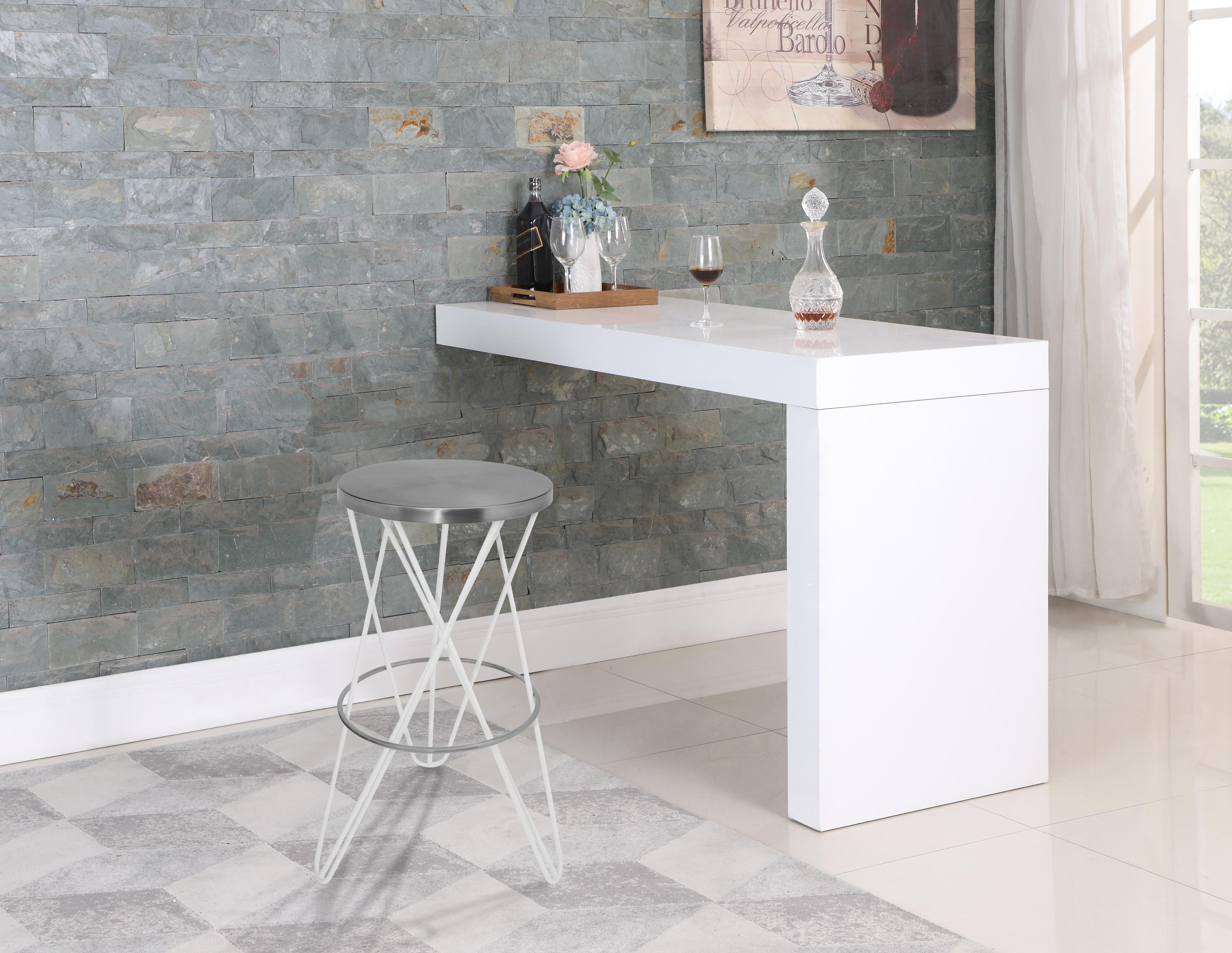 Mercury White / Silver Bar Stool - Luxury Home Furniture (MI)