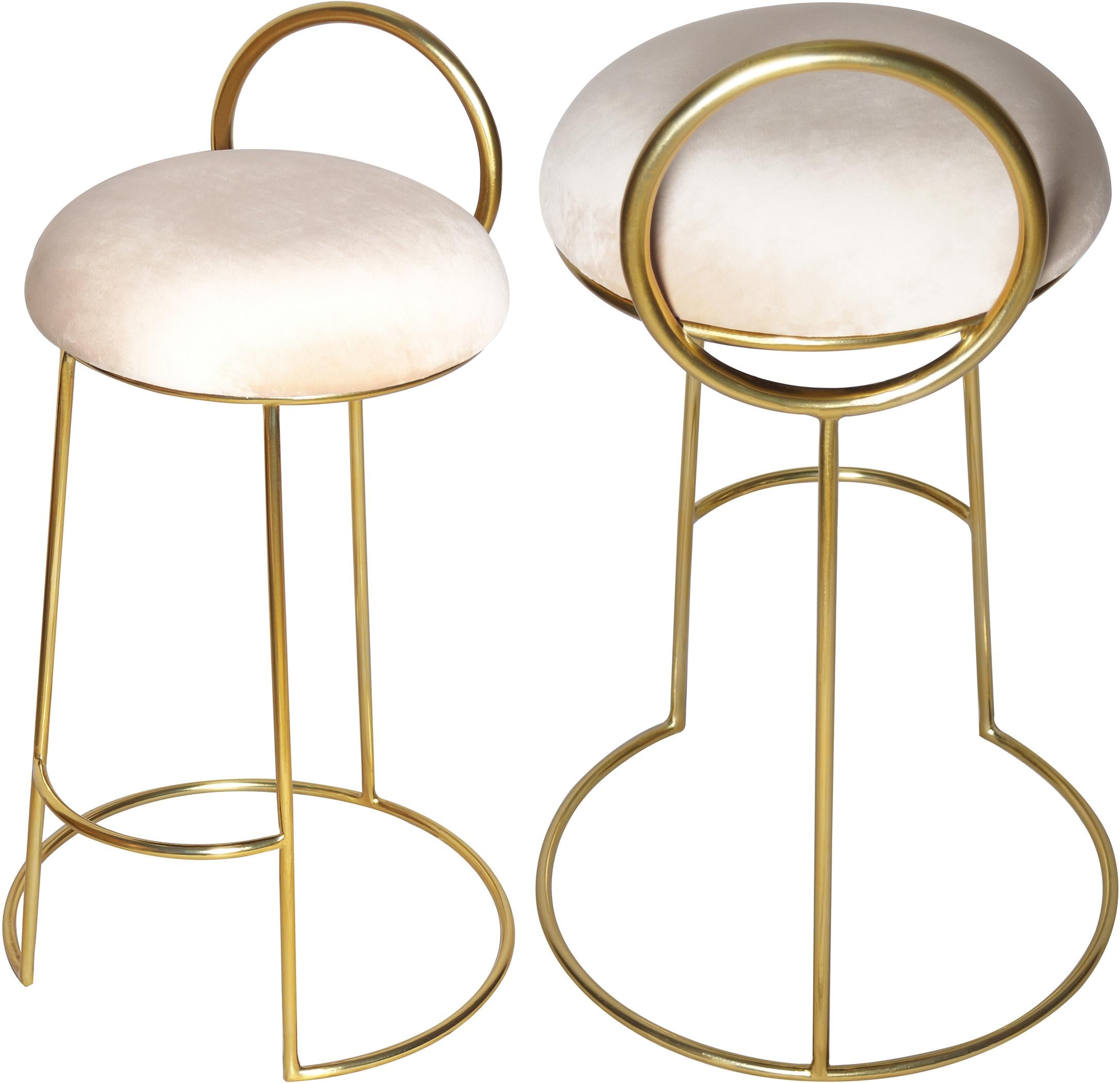 Ring Cream Velvet Counter Stool - Luxury Home Furniture (MI)