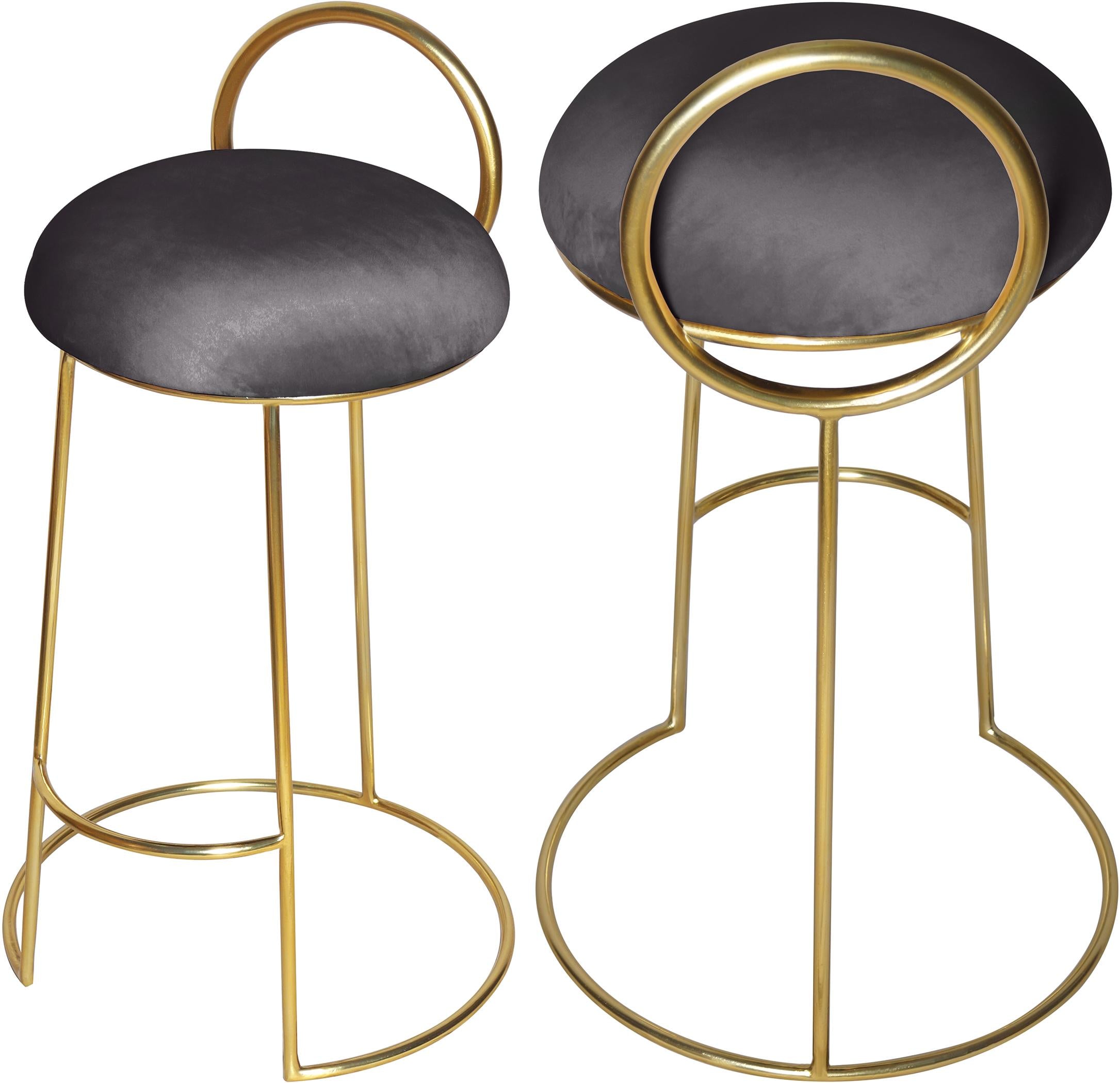Ring Grey Velvet Counter Stool - Luxury Home Furniture (MI)