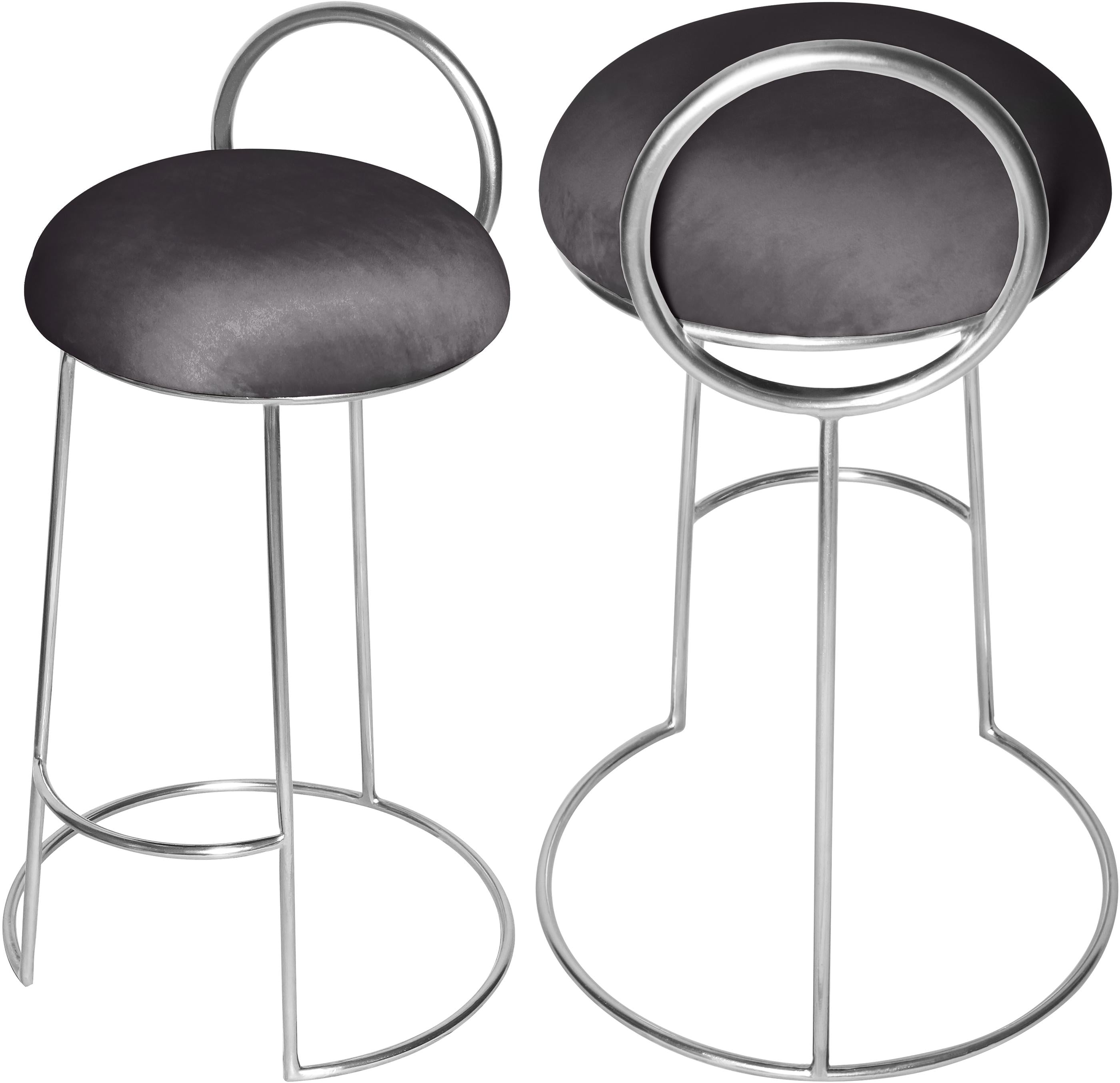 Ring Grey Velvet Counter Stool - Luxury Home Furniture (MI)