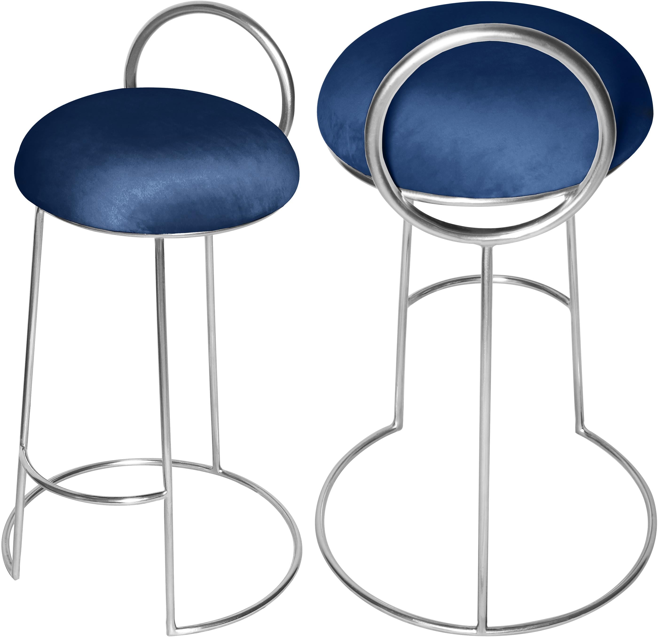 Ring Navy Velvet Counter Stool - Luxury Home Furniture (MI)