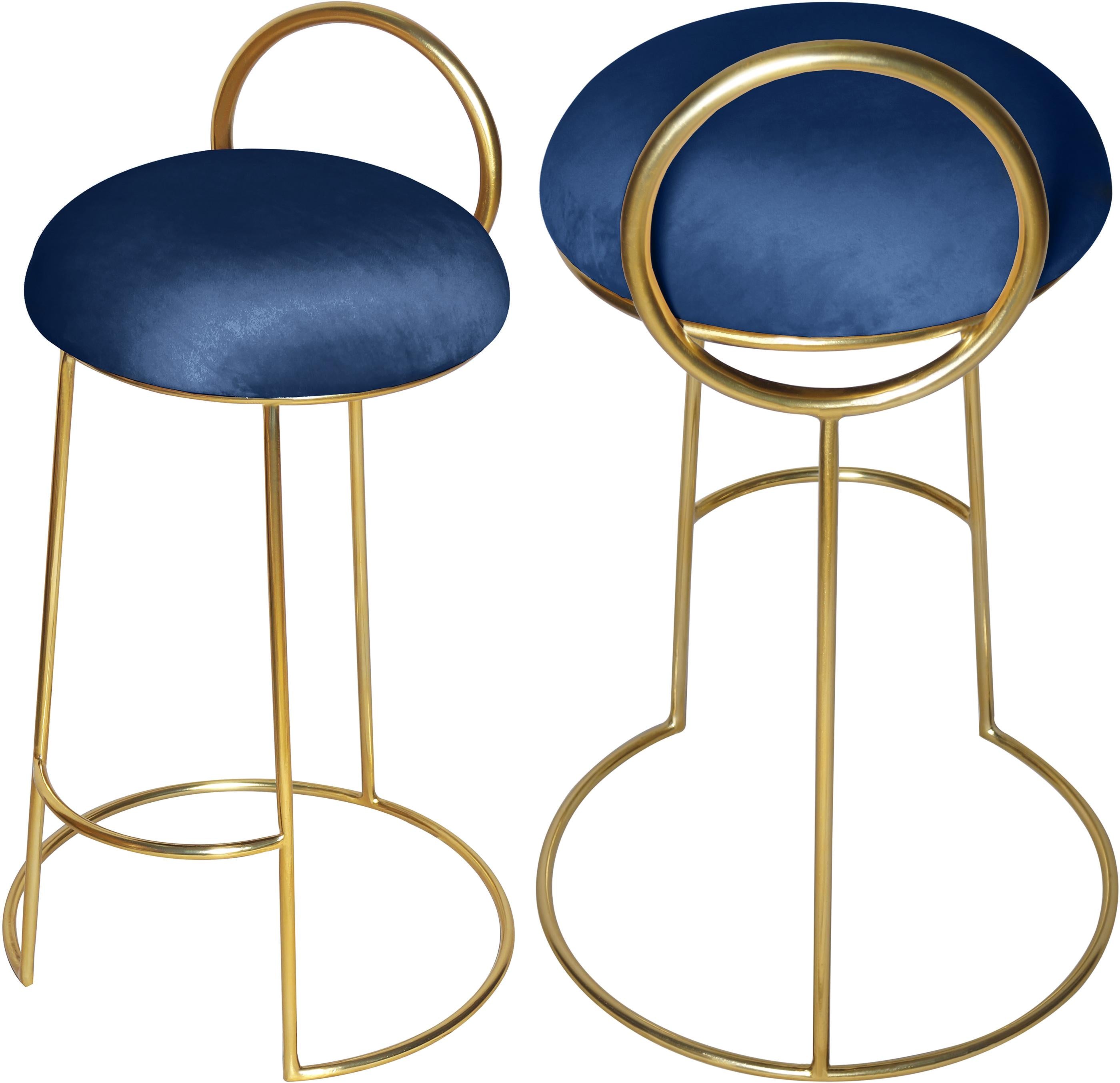 Ring Navy Velvet Counter Stool - Luxury Home Furniture (MI)
