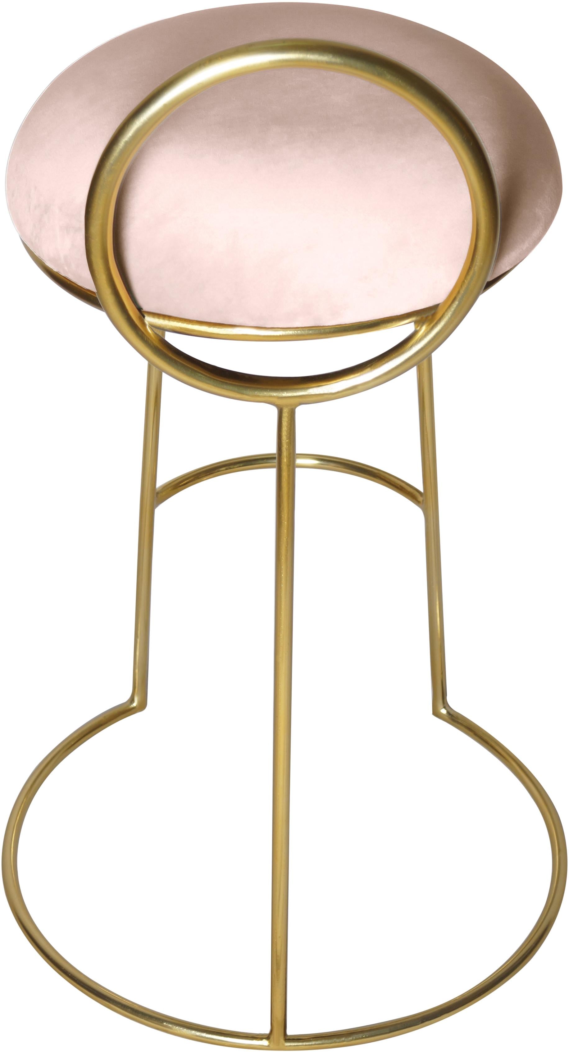 Ring Pink Velvet Counter Stool - Luxury Home Furniture (MI)