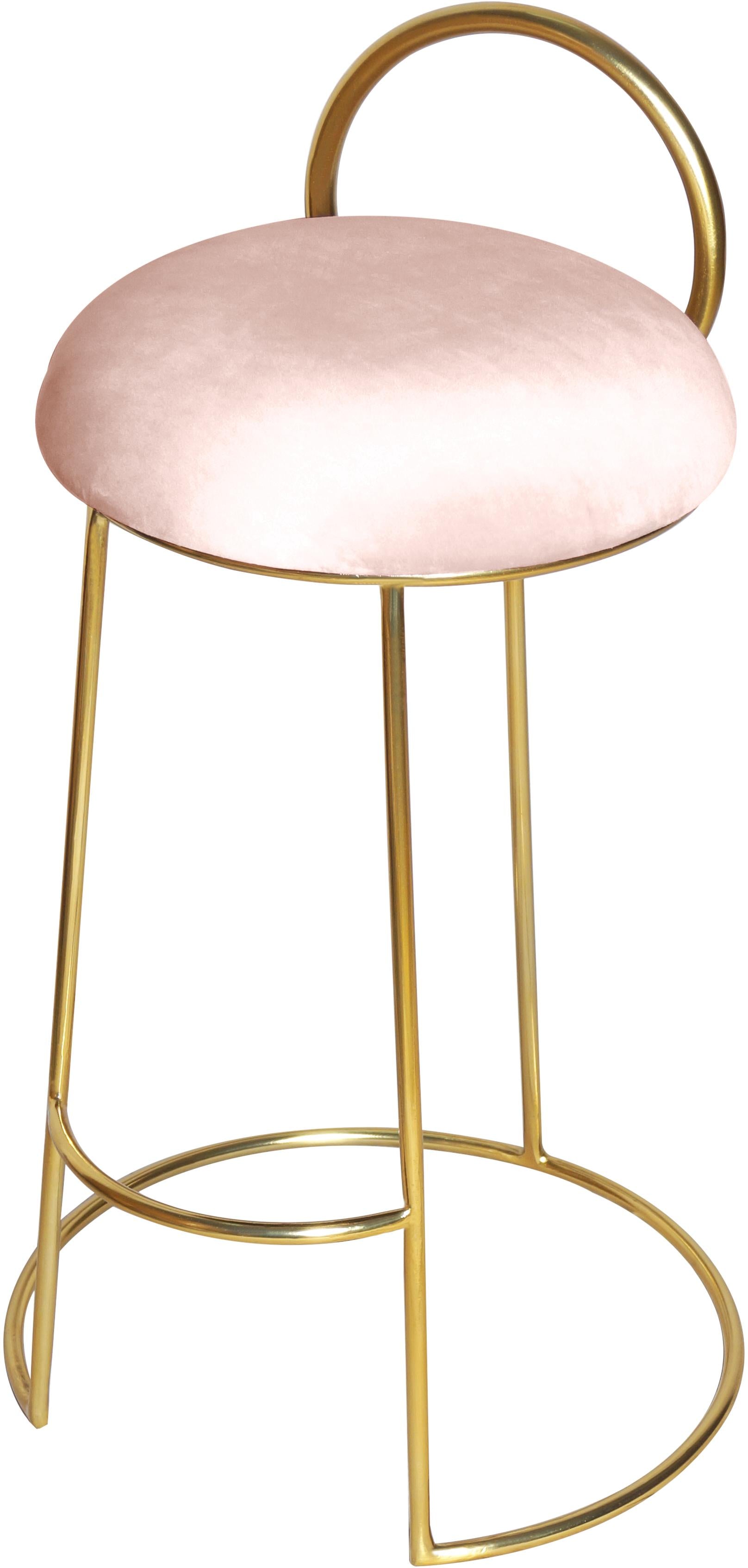 Ring Pink Velvet Counter Stool - Luxury Home Furniture (MI)