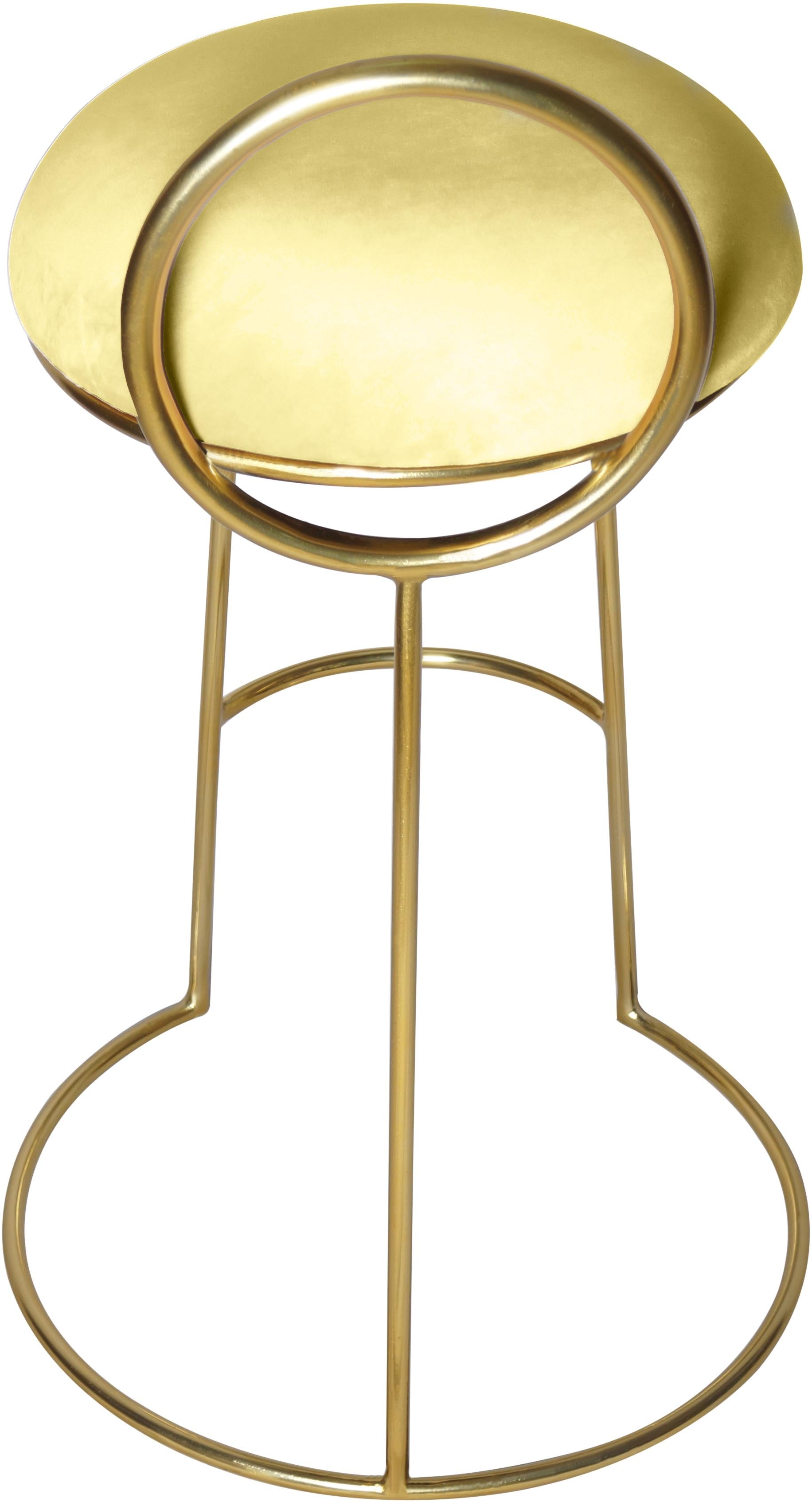 Ring Yellow Velvet Counter Stool - Luxury Home Furniture (MI)