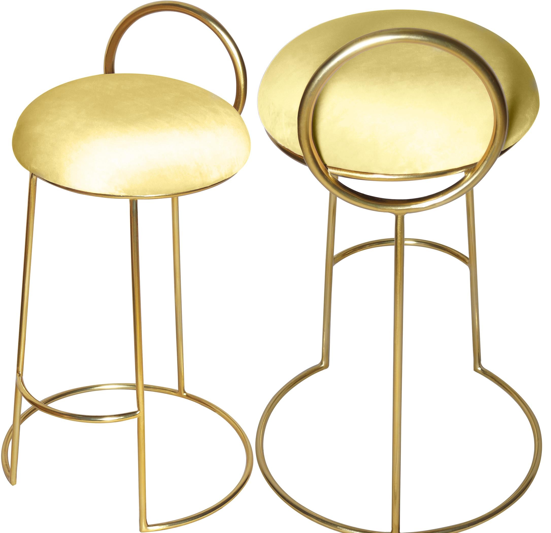 Ring Yellow Velvet Counter Stool - Luxury Home Furniture (MI)