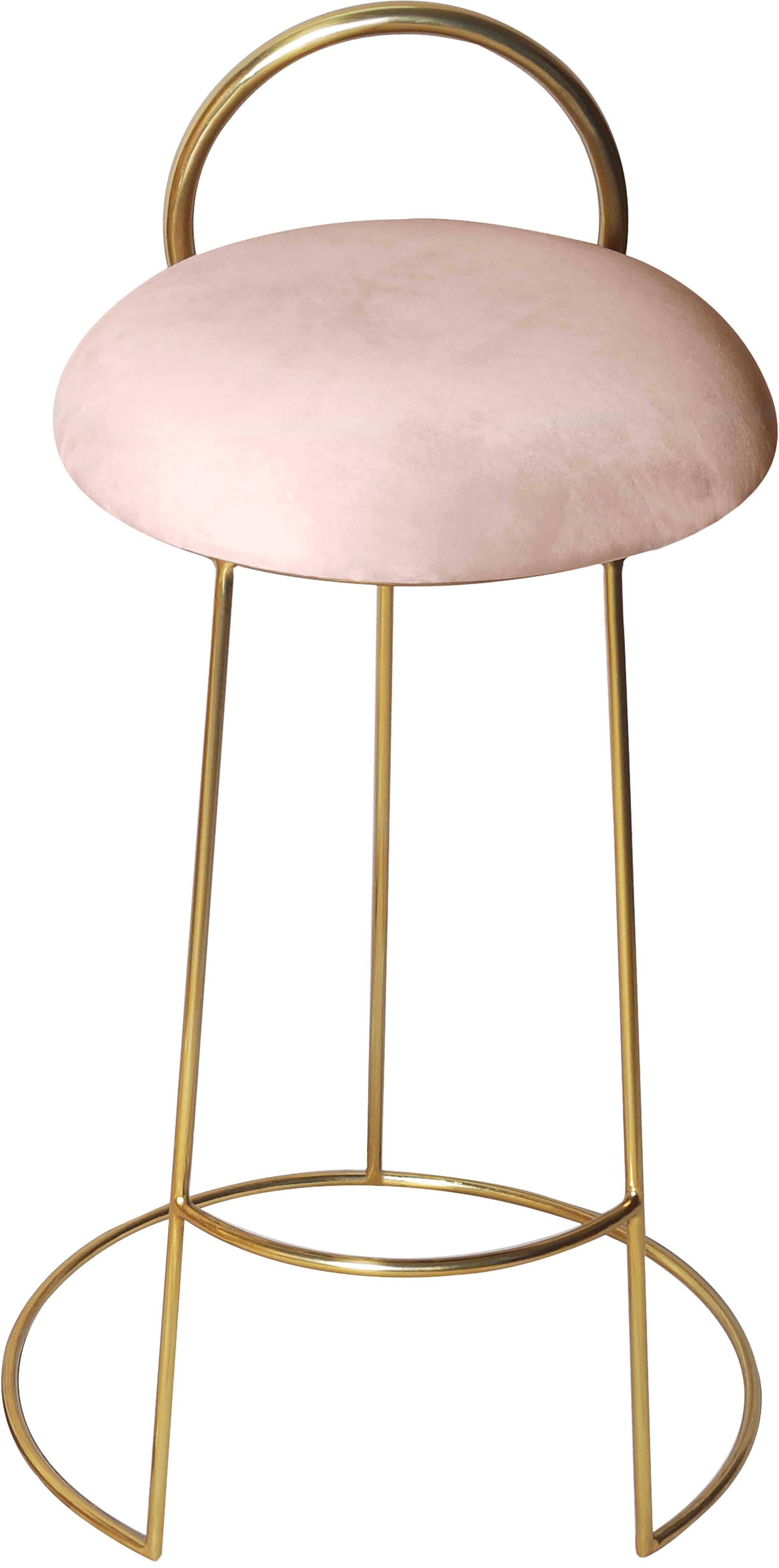 Ring Pink Velvet Counter Stool - Luxury Home Furniture (MI)