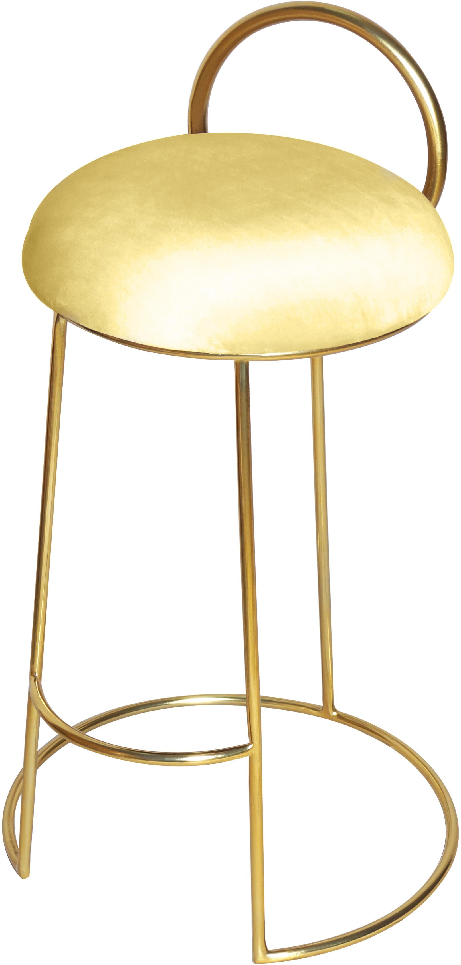 Ring Yellow Velvet Counter Stool - Luxury Home Furniture (MI)