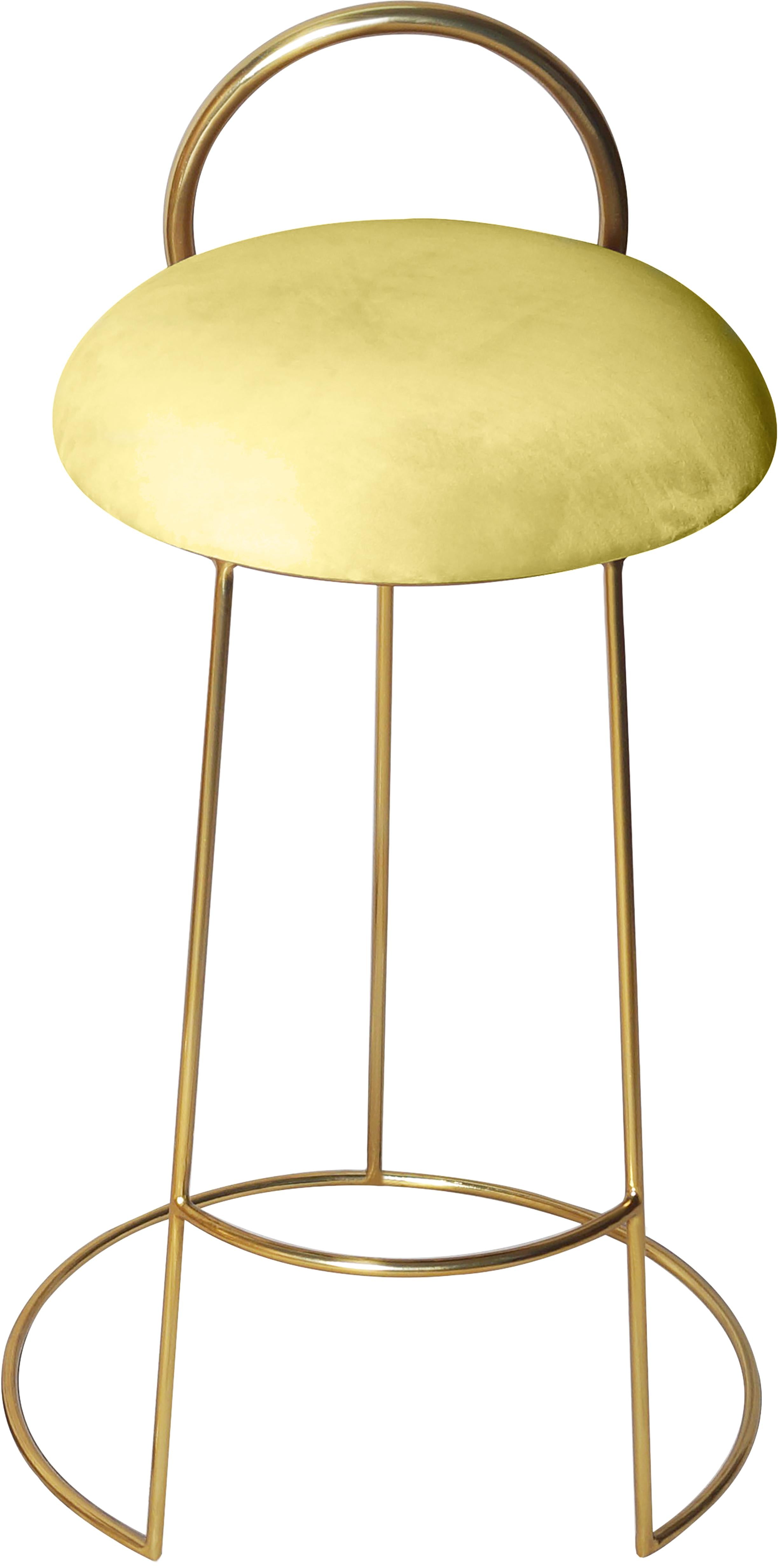 Ring Yellow Velvet Counter Stool - Luxury Home Furniture (MI)