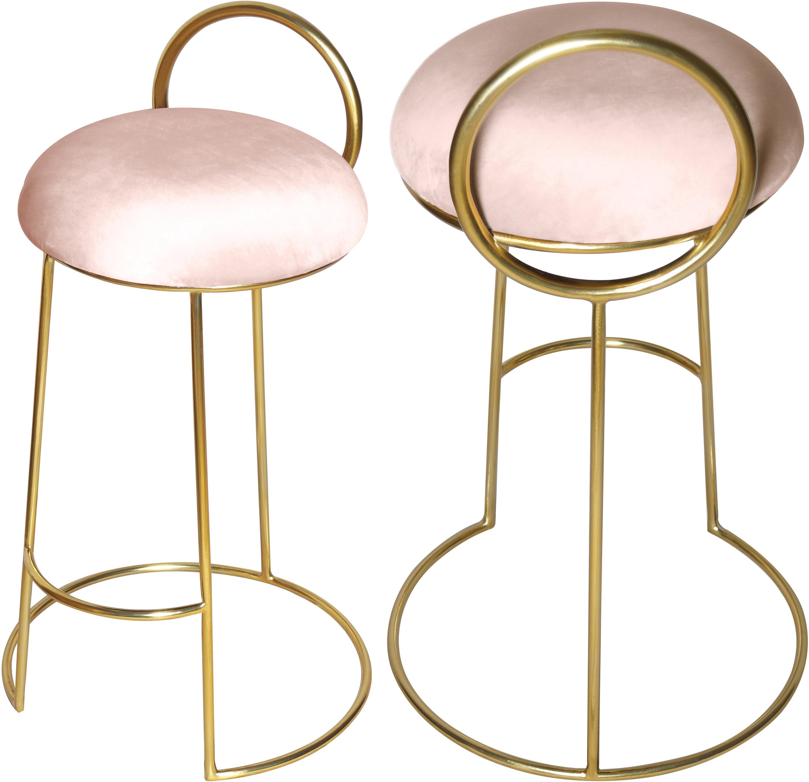 Ring Pink Velvet Counter Stool - Luxury Home Furniture (MI)