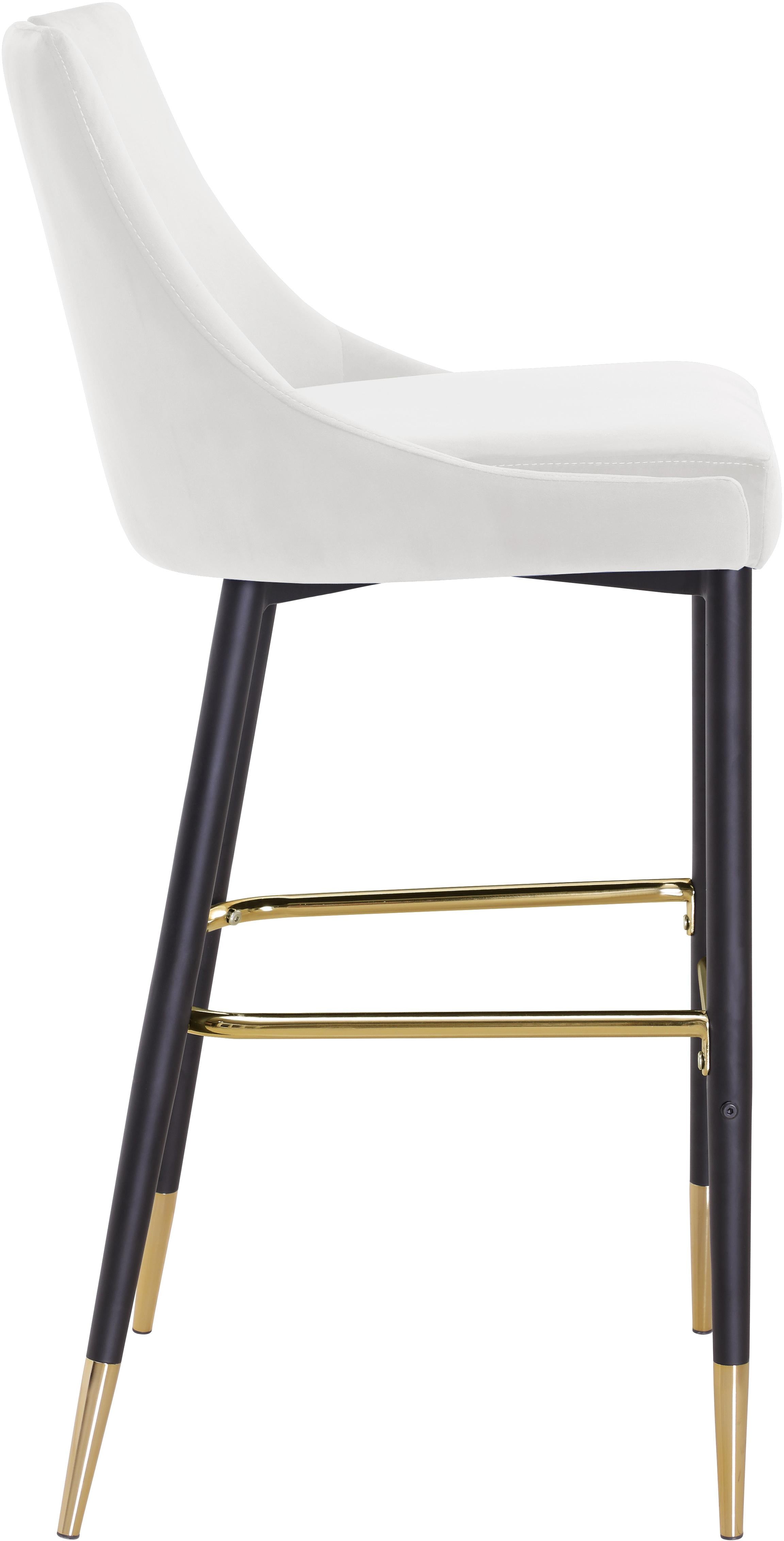 Sleek Cream Velvet Stool - Luxury Home Furniture (MI)