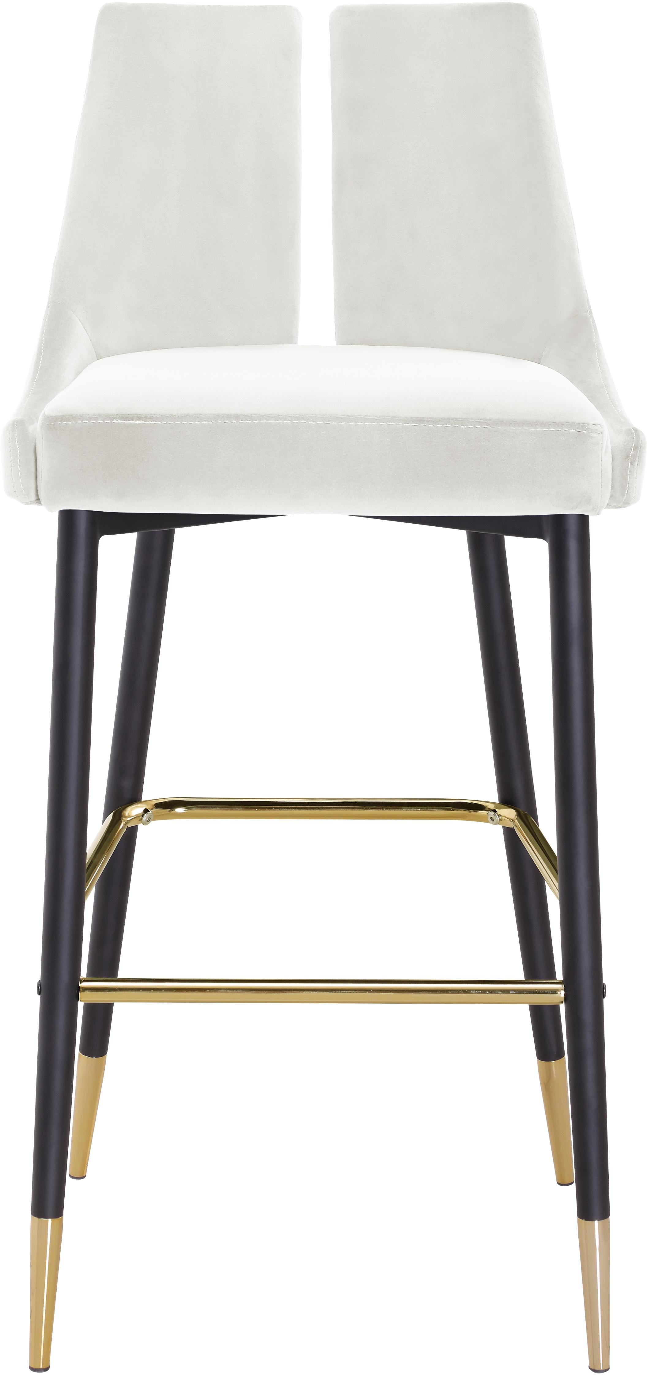 Sleek Cream Velvet Stool - Luxury Home Furniture (MI)