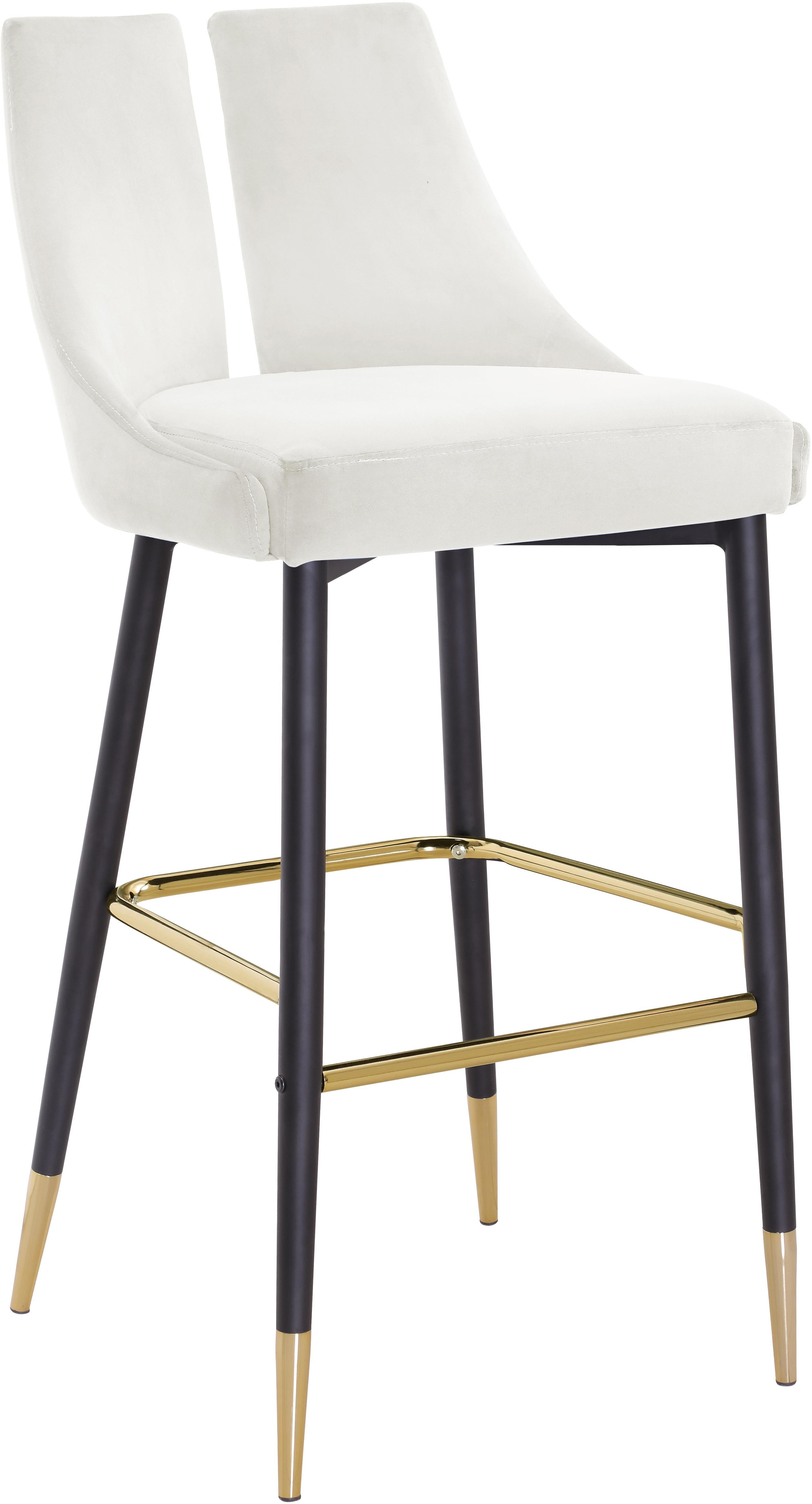 Sleek Cream Velvet Stool - Luxury Home Furniture (MI)