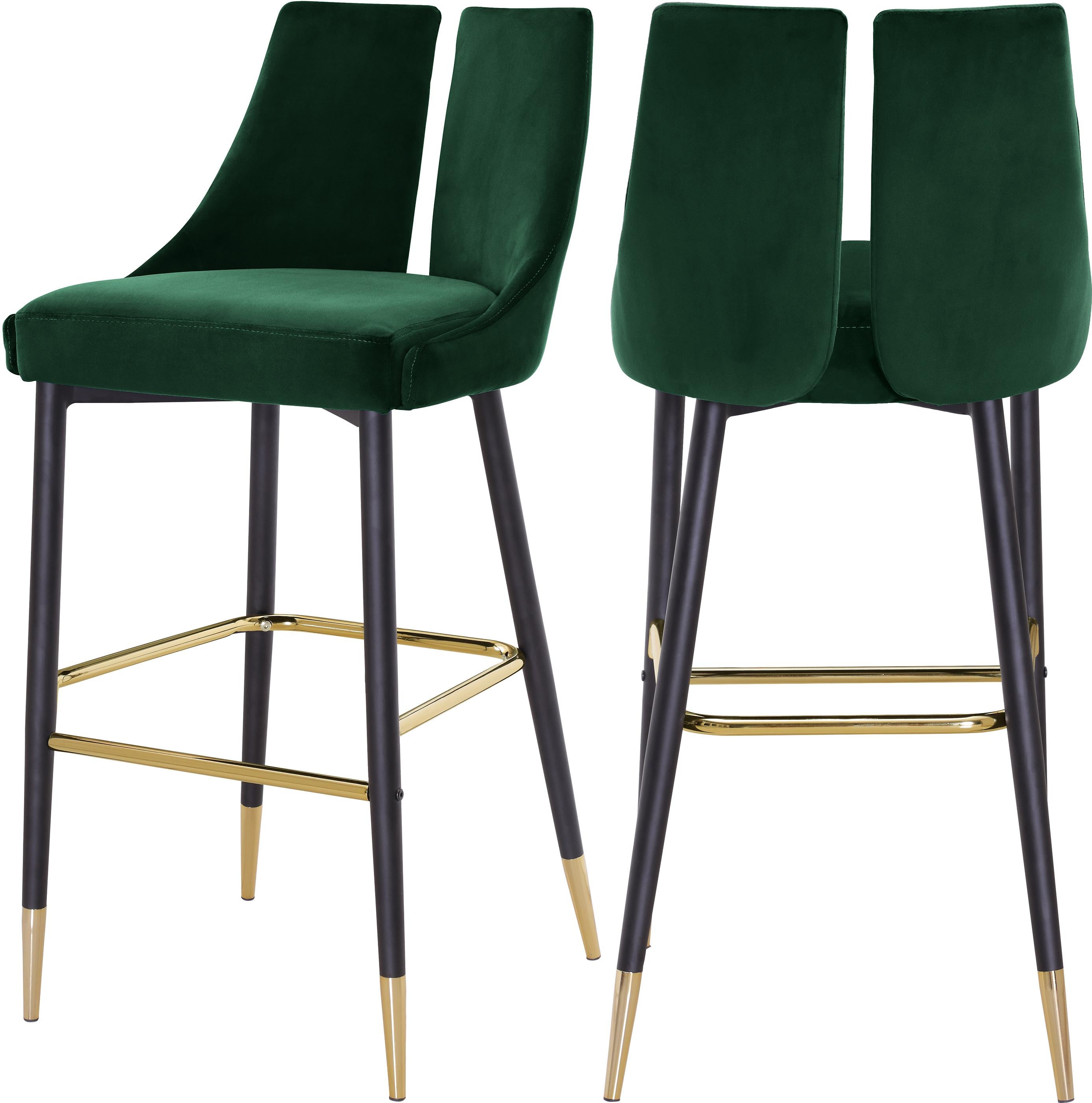 Sleek Green Velvet Stool - Luxury Home Furniture (MI)
