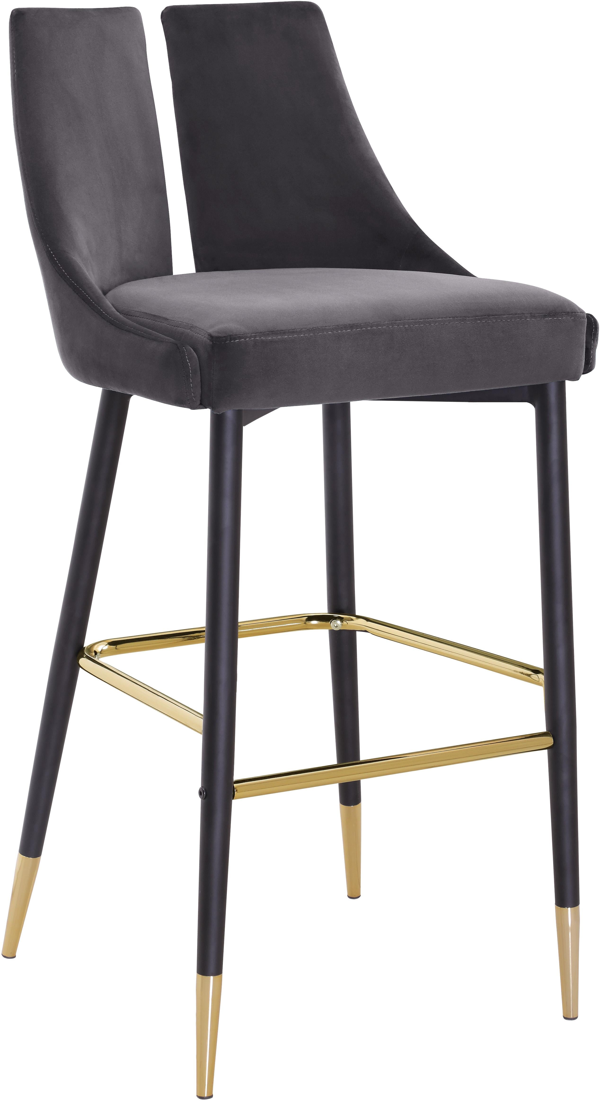 Sleek Grey Velvet Stool - Luxury Home Furniture (MI)