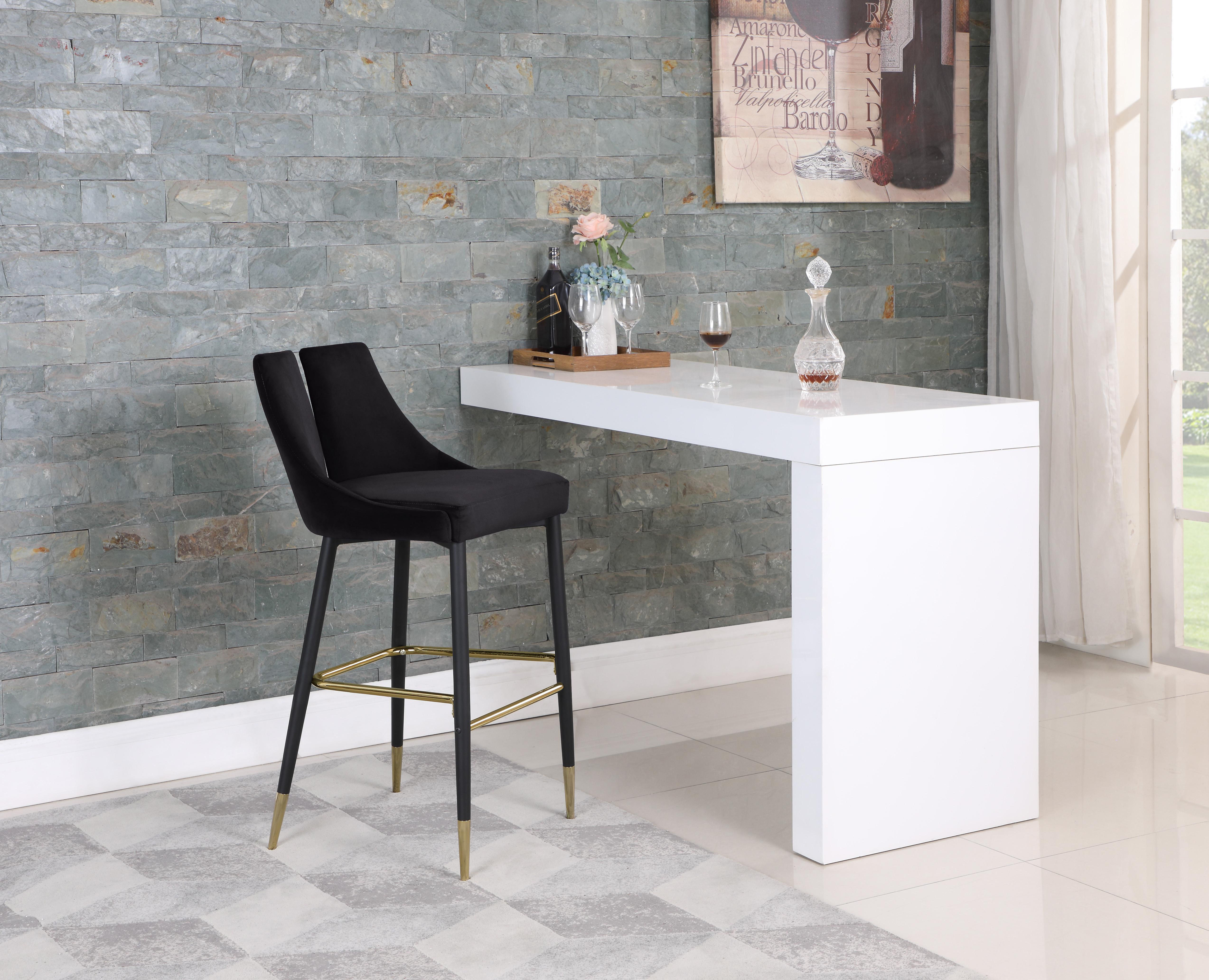 Sleek Black Velvet Stool - Luxury Home Furniture (MI)