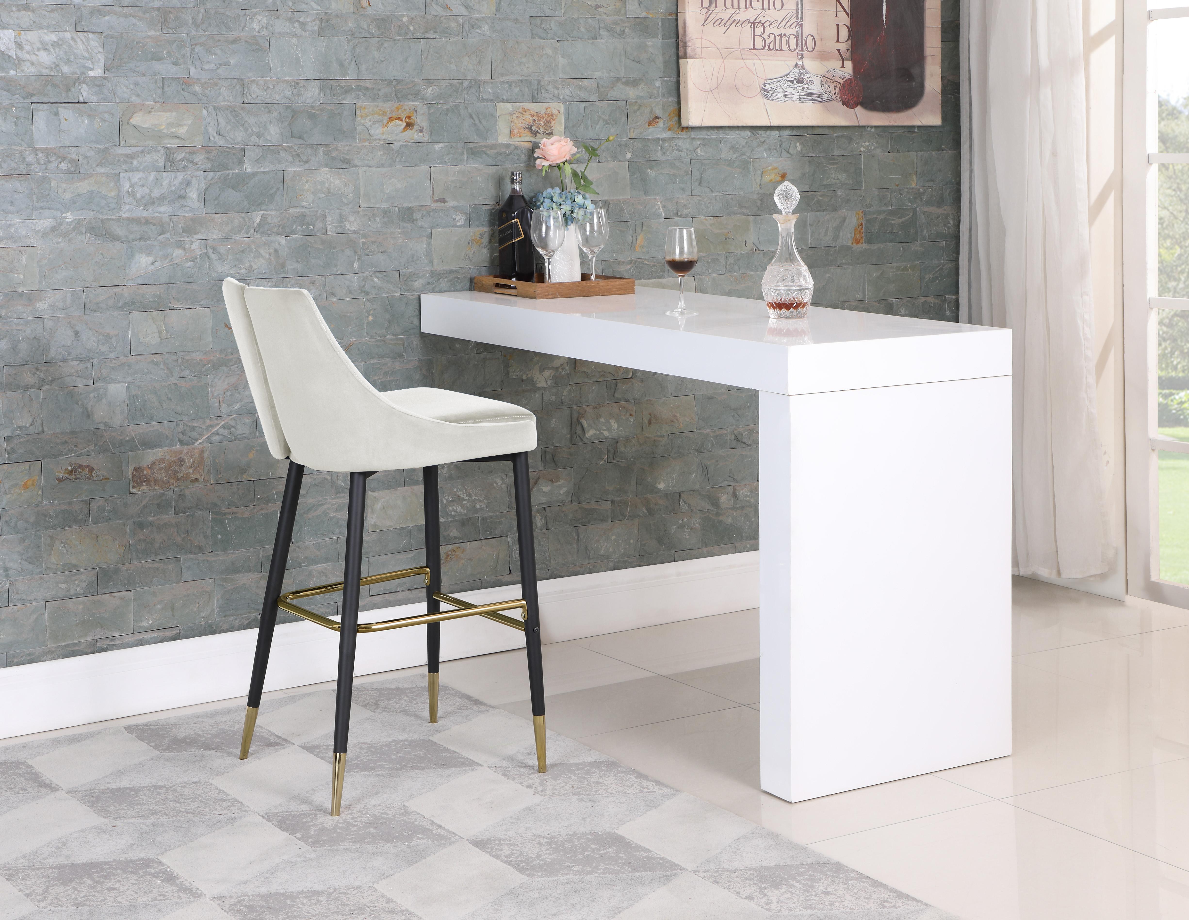 Sleek Cream Velvet Stool - Luxury Home Furniture (MI)
