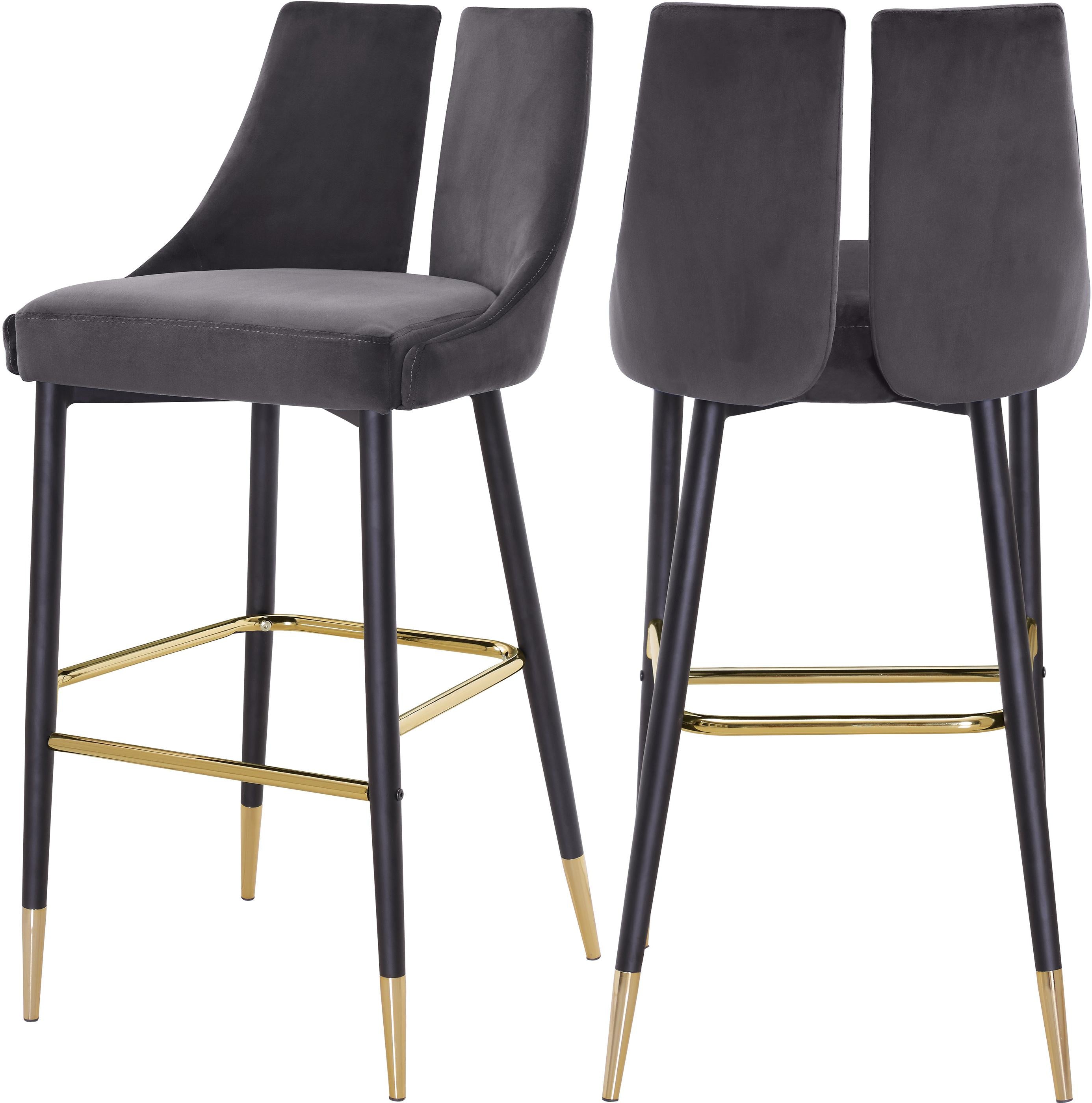 Sleek Grey Velvet Stool - Luxury Home Furniture (MI)