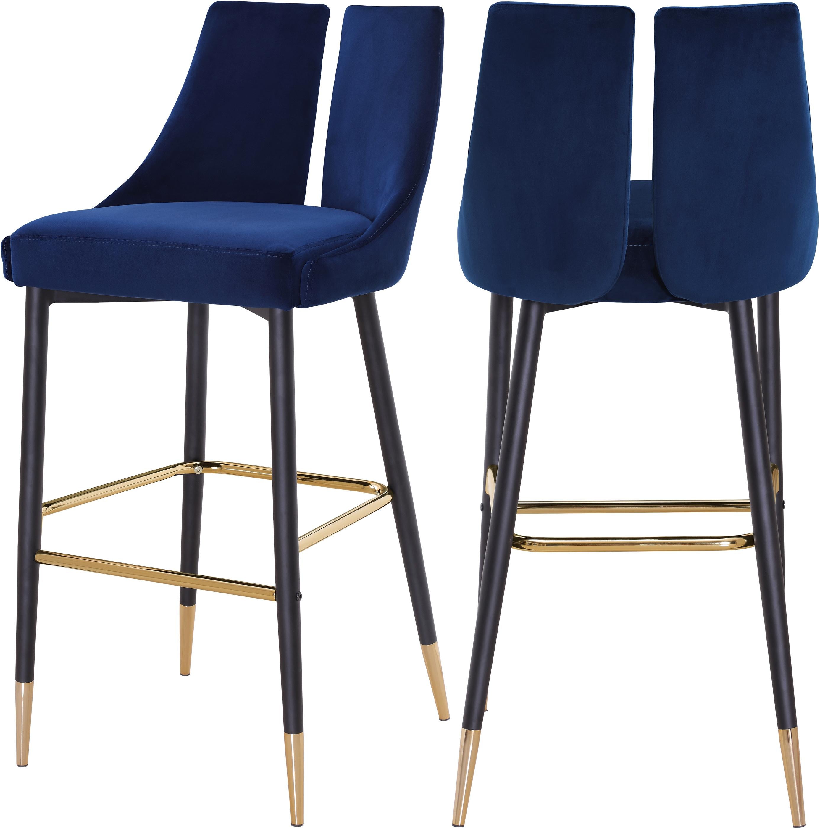 Sleek Navy Velvet Stool - Luxury Home Furniture (MI)