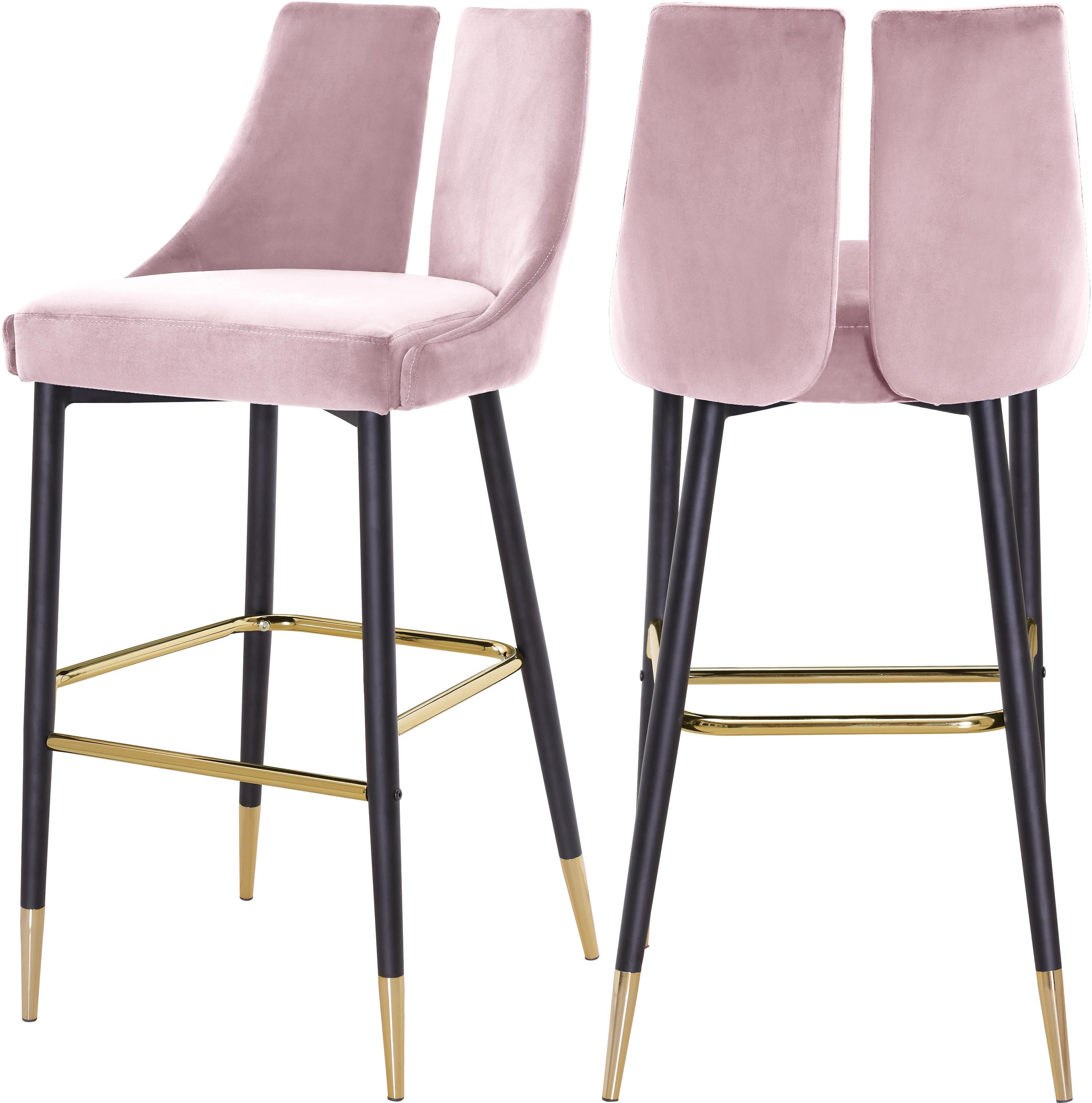 Sleek Pink Velvet Stool - Luxury Home Furniture (MI)