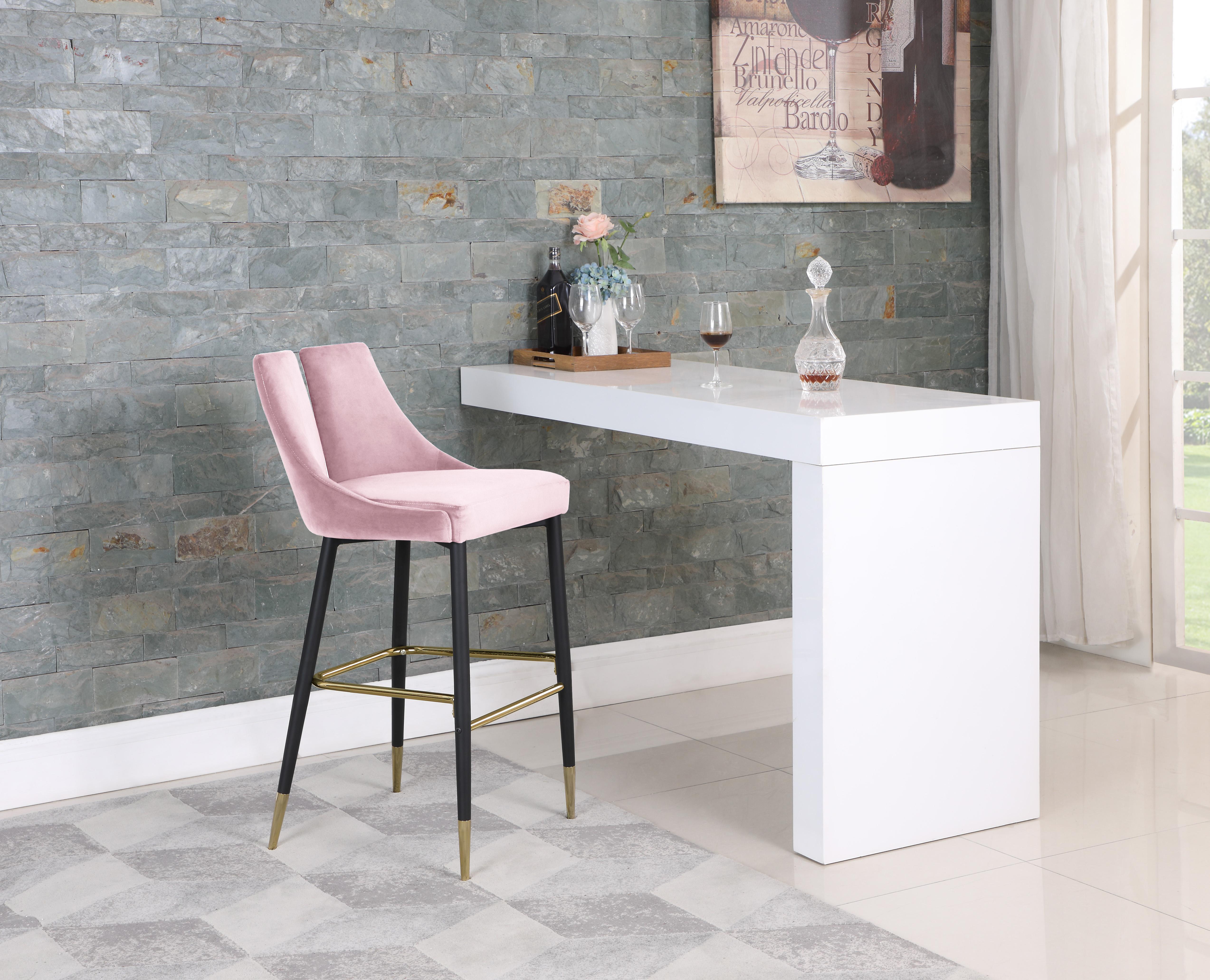 Sleek Pink Velvet Stool - Luxury Home Furniture (MI)