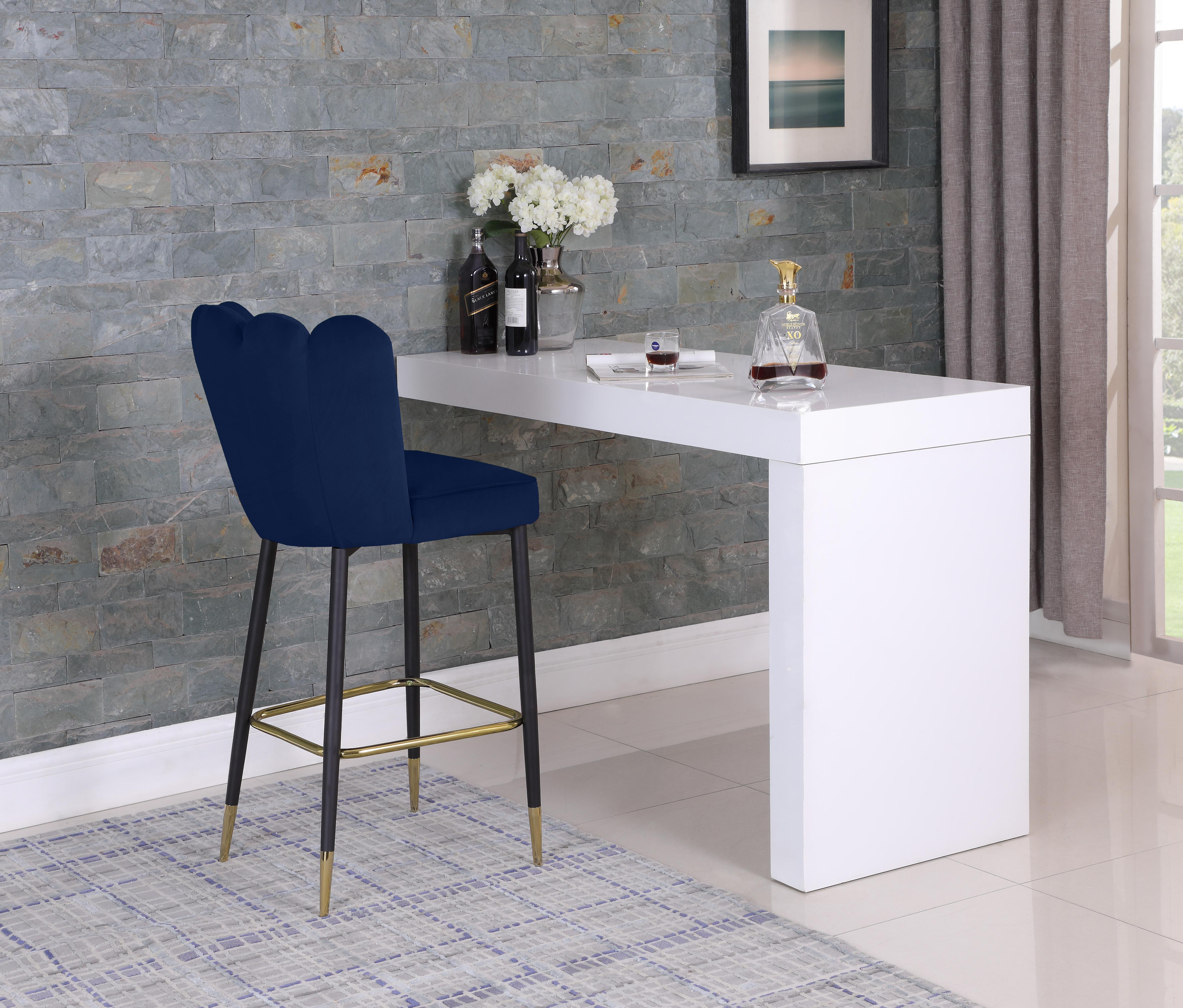 Lily Navy Velvet Stool - Luxury Home Furniture (MI)