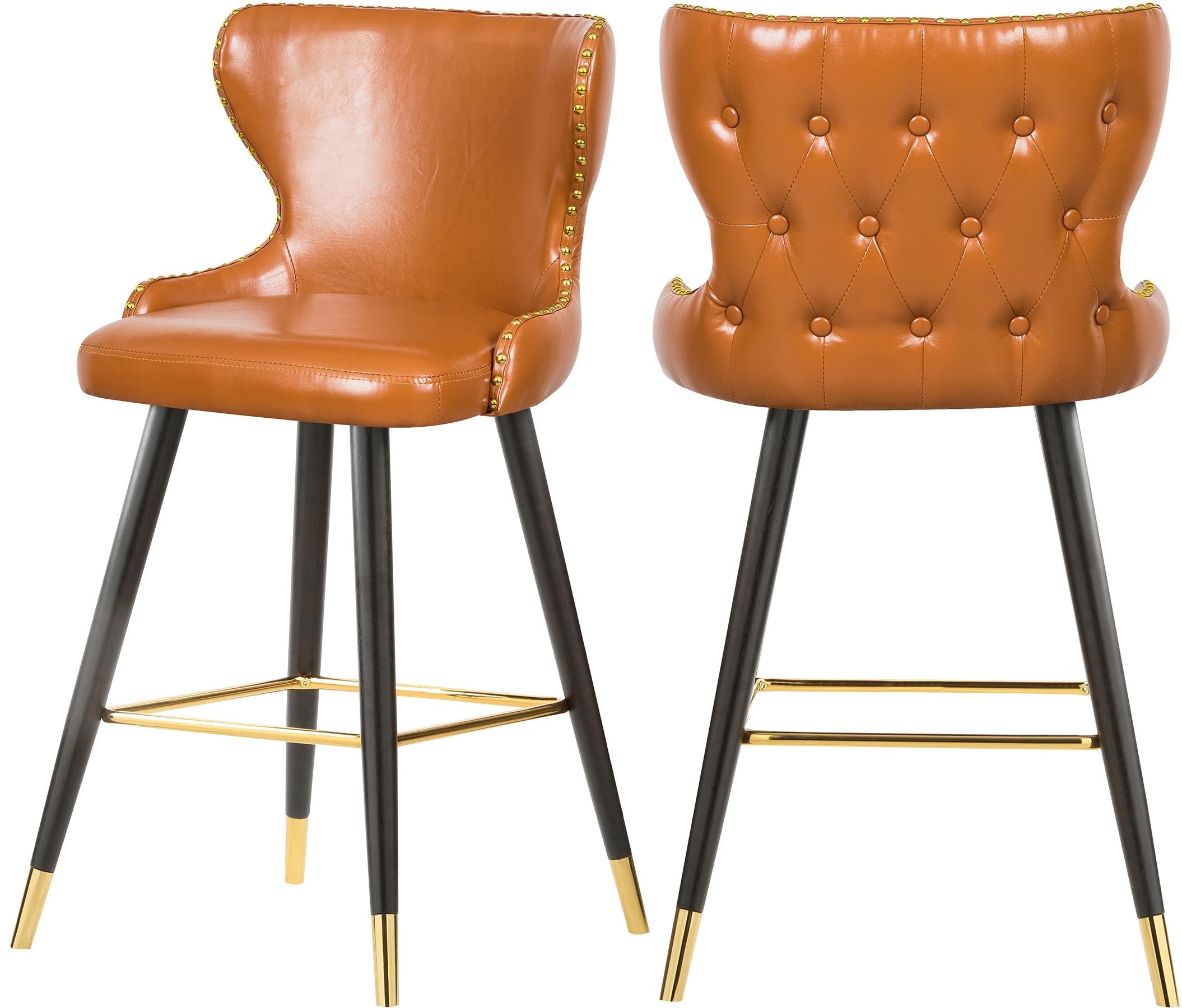 Hendrix Cognac Faux Leather Counter/Bar Stool - Luxury Home Furniture (MI)