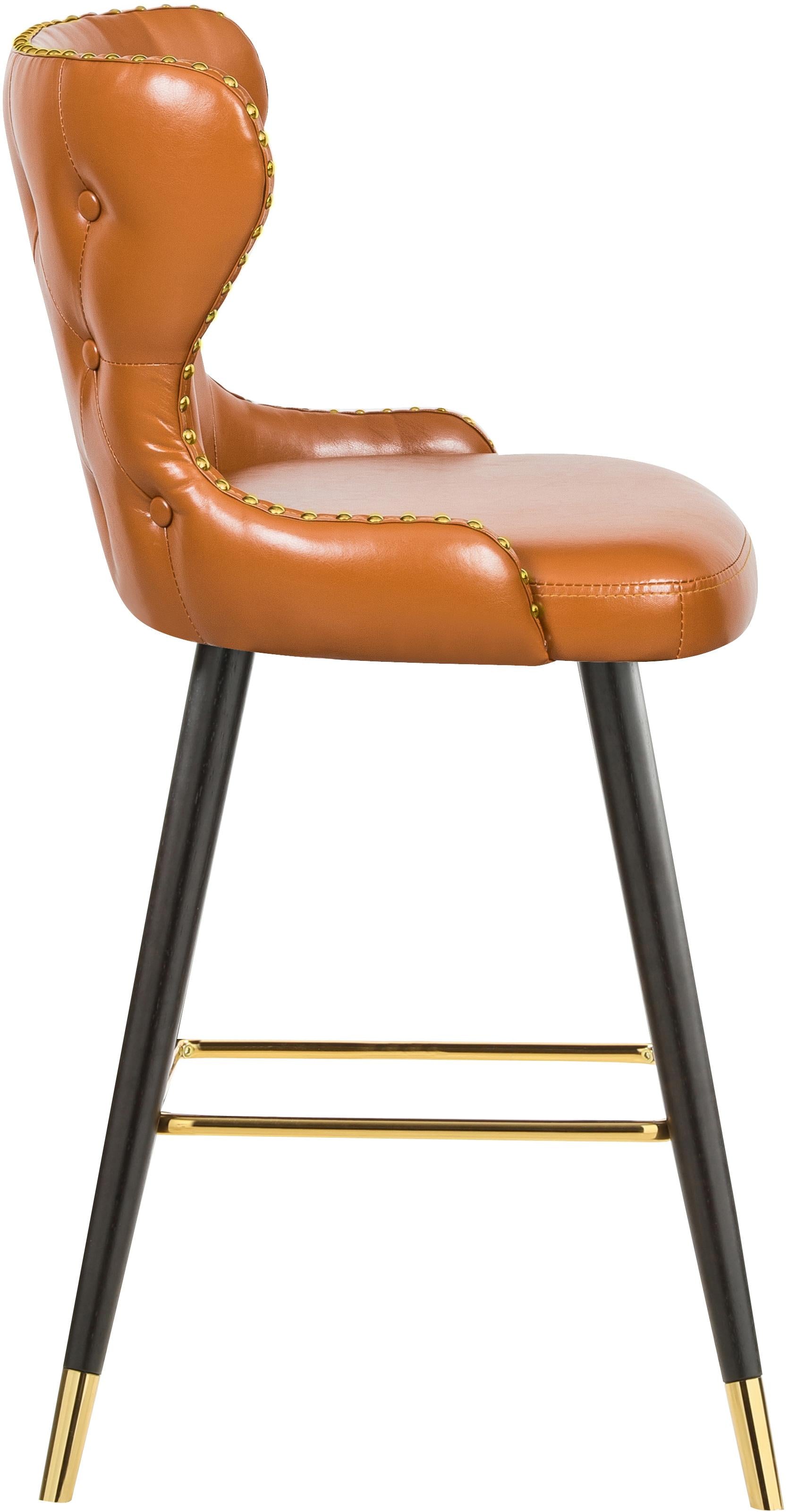 Hendrix Cognac Faux Leather Counter/Bar Stool - Luxury Home Furniture (MI)