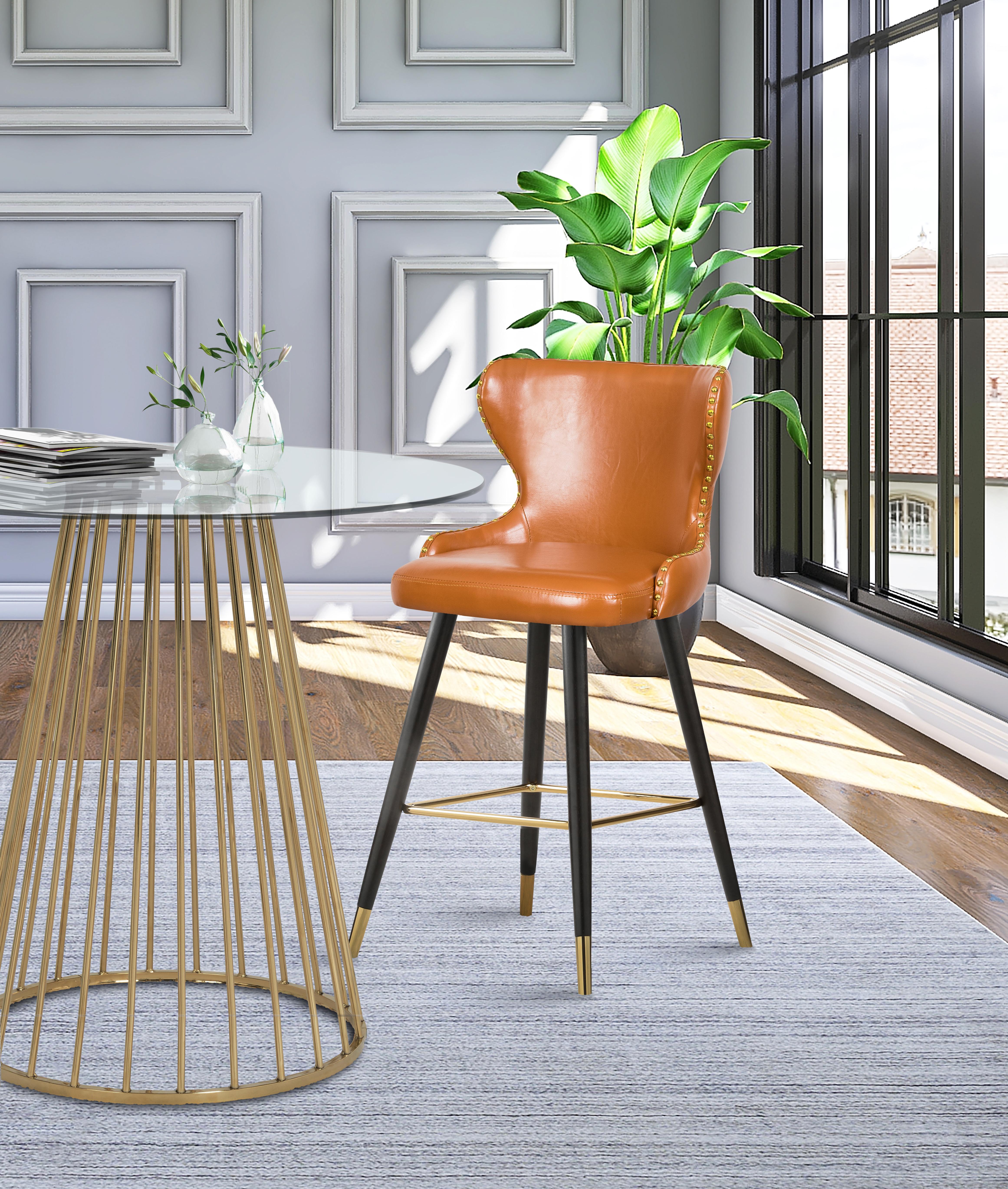 Hendrix Cognac Faux Leather Counter/Bar Stool - Luxury Home Furniture (MI)