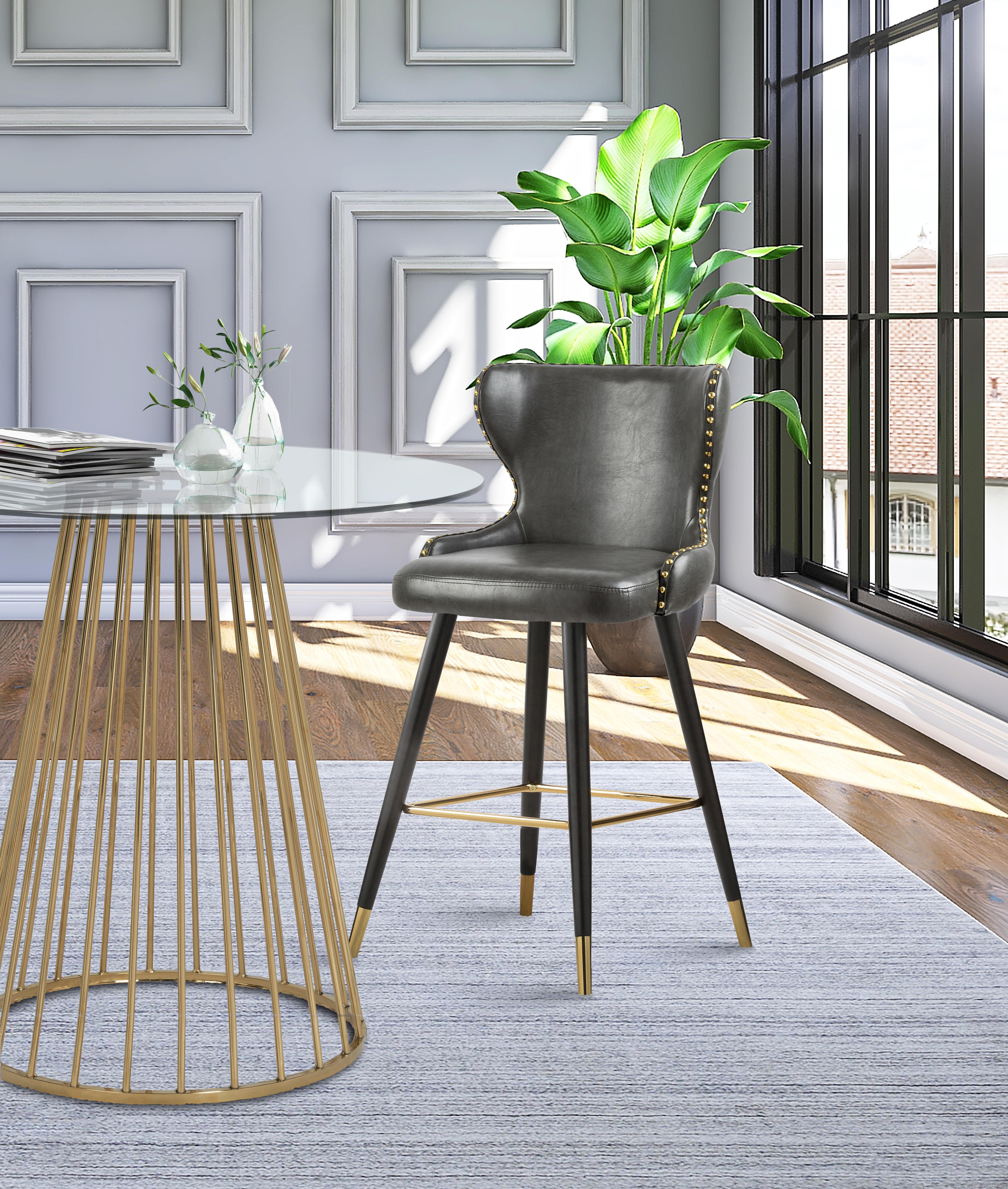 Hendrix Grey Faux Leather Counter/Bar Stool - Luxury Home Furniture (MI)