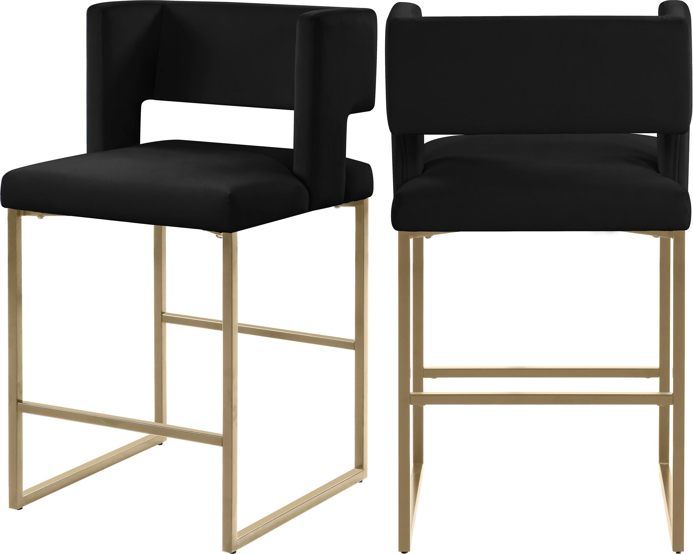 Caleb Black Velvet Counter Stool - Luxury Home Furniture (MI)