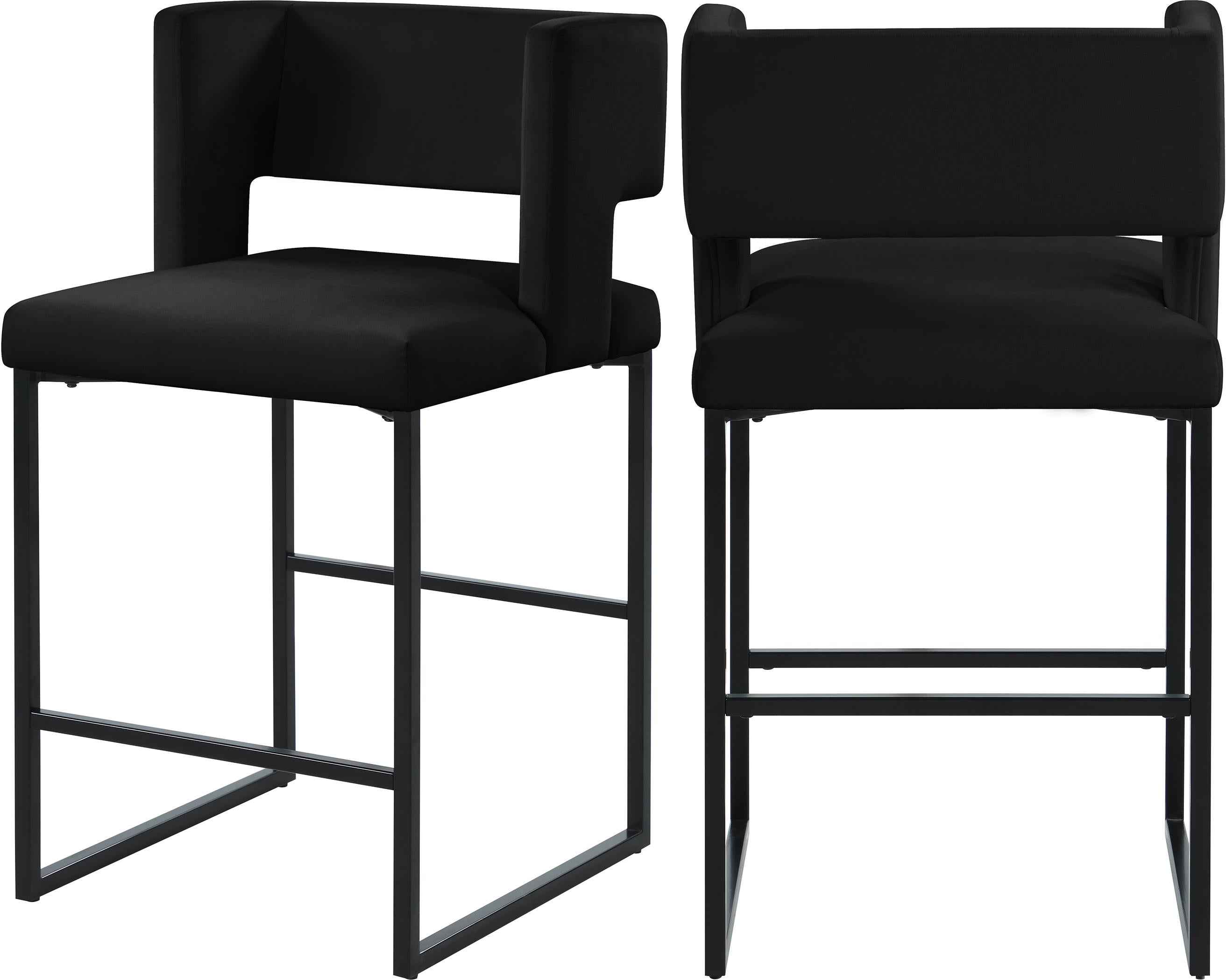 Caleb Black Velvet Counter Stool - Luxury Home Furniture (MI)