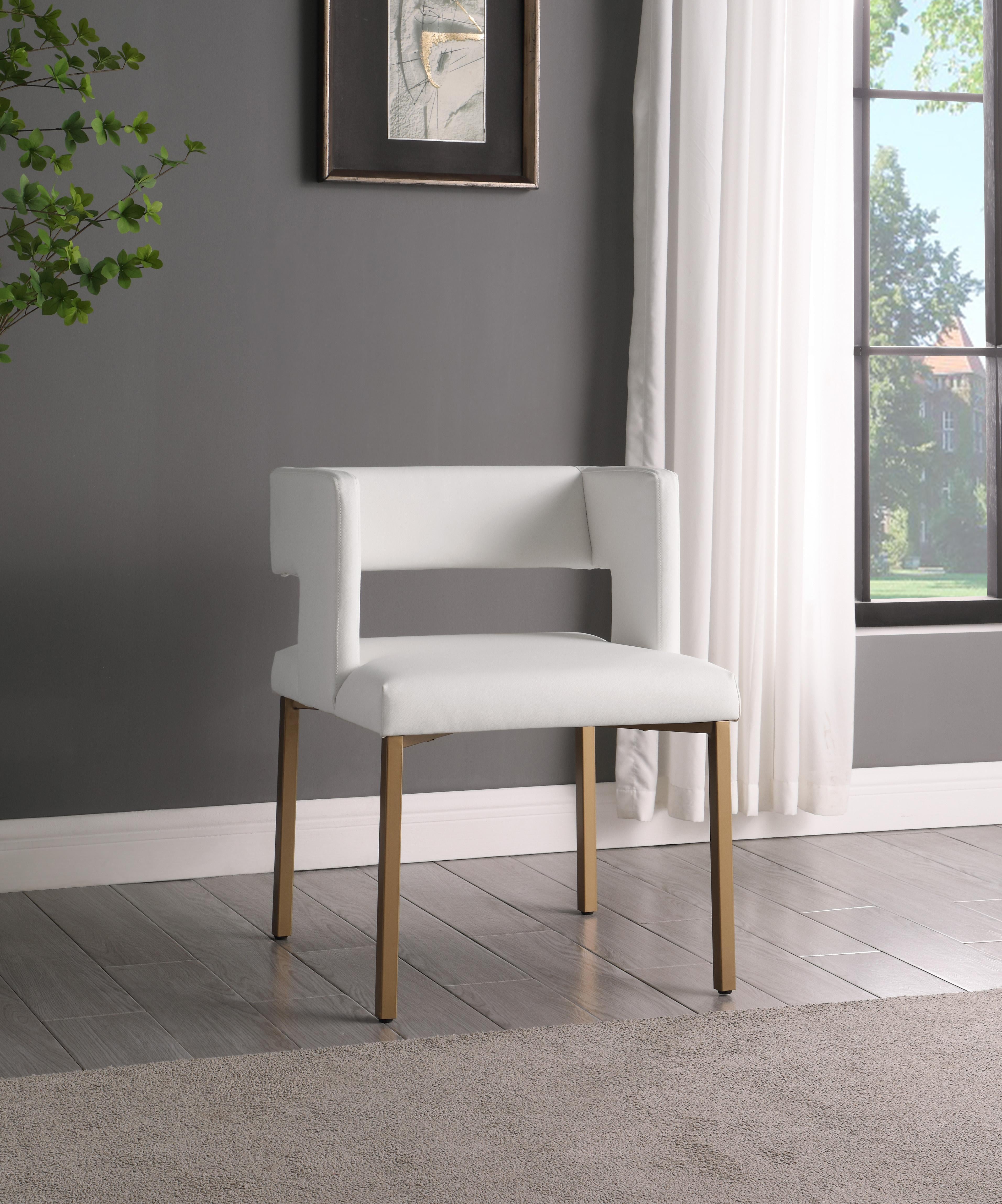 Caleb White Faux Leather Dining Chair - Luxury Home Furniture (MI)