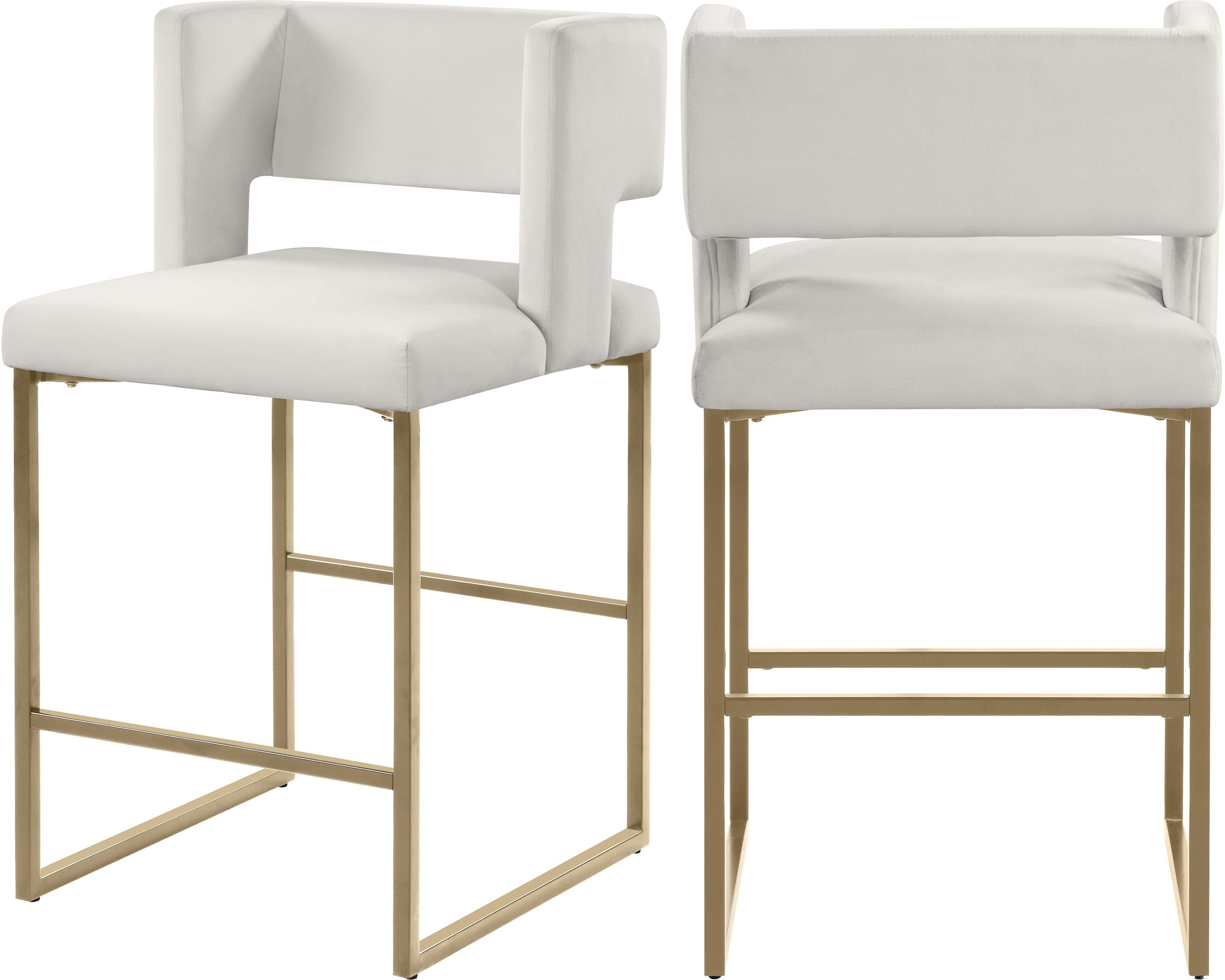 Caleb Cream Velvet Counter Stool - Luxury Home Furniture (MI)