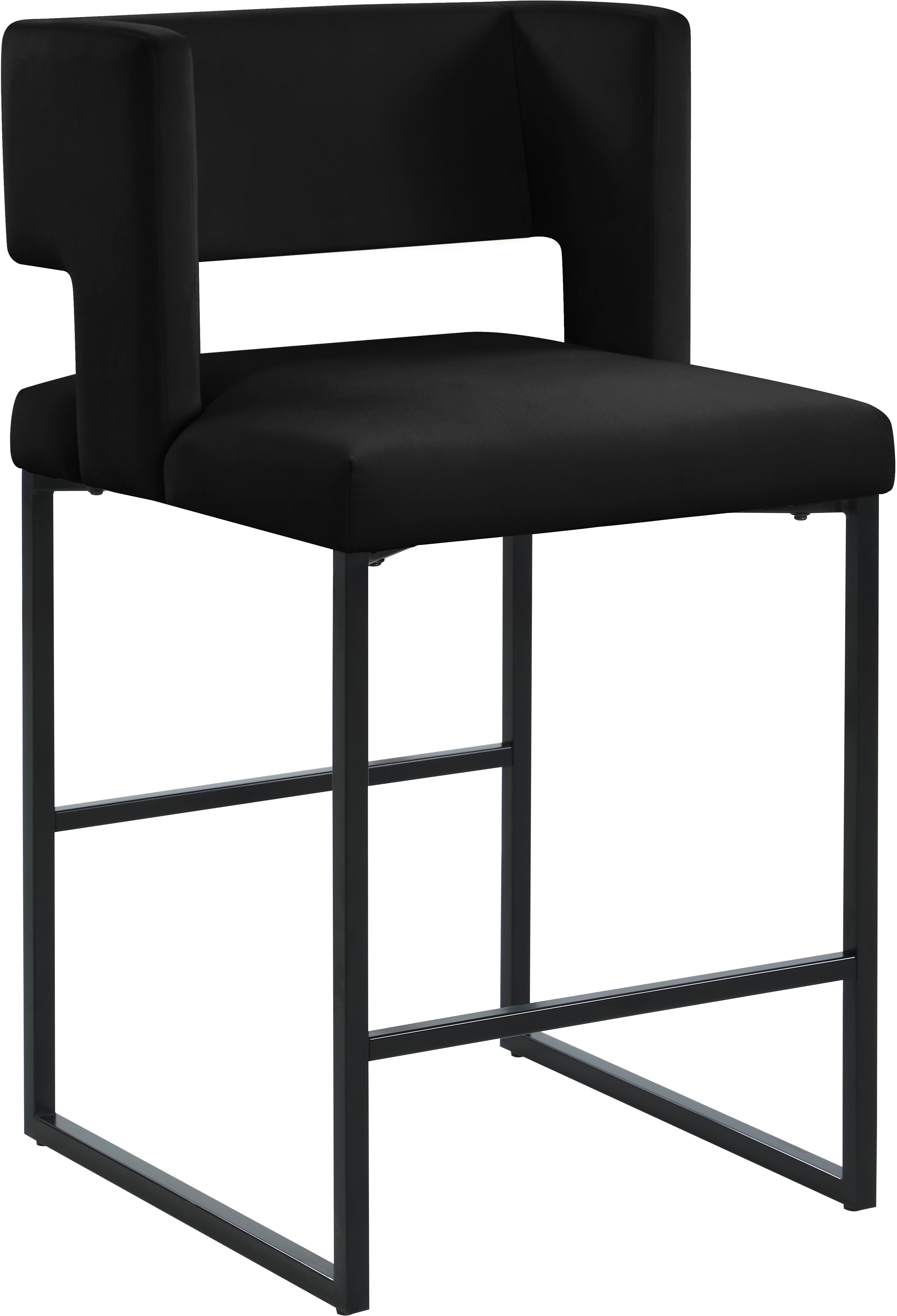 Caleb Black Velvet Counter Stool - Luxury Home Furniture (MI)