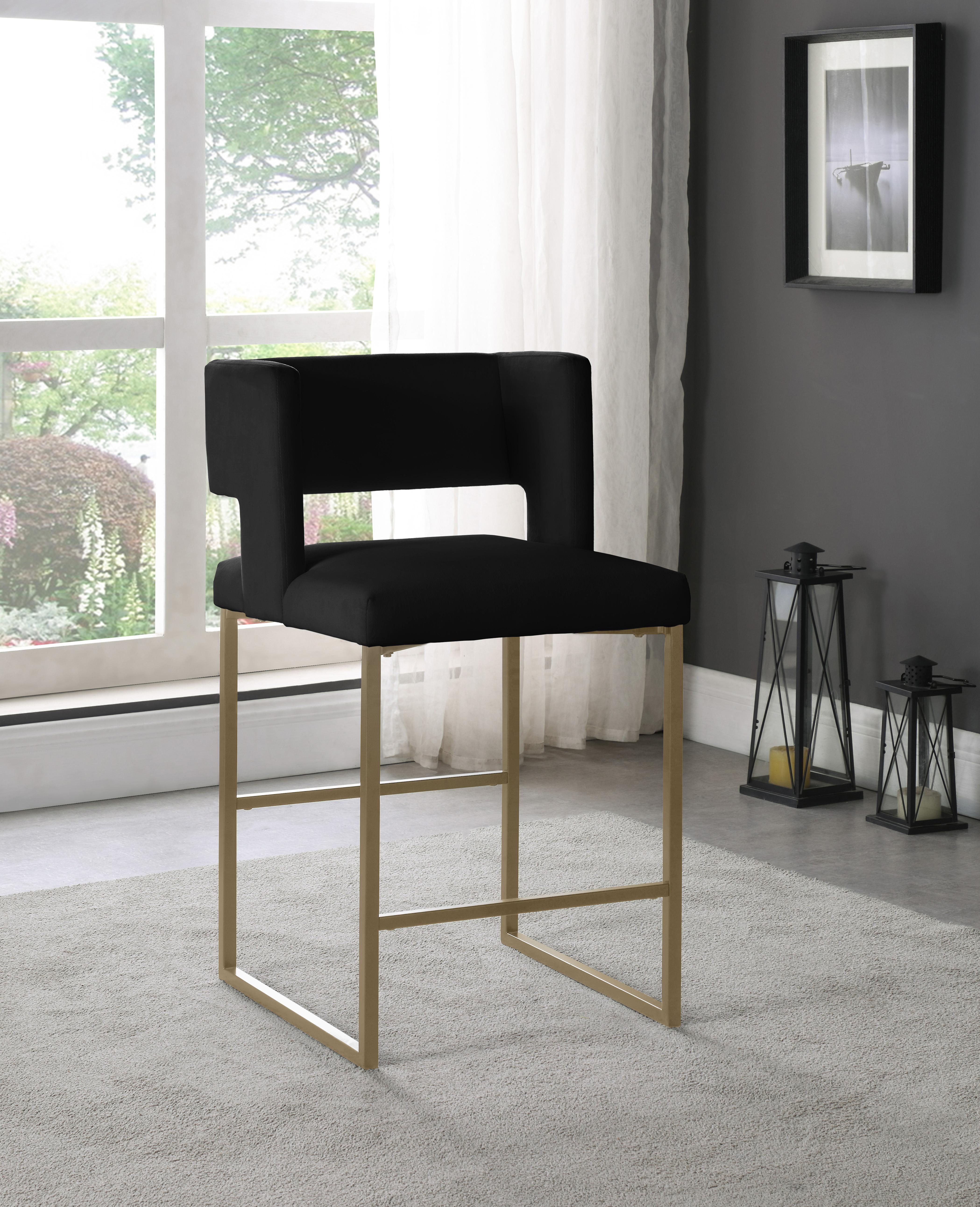 Caleb Black Velvet Counter Stool - Luxury Home Furniture (MI)
