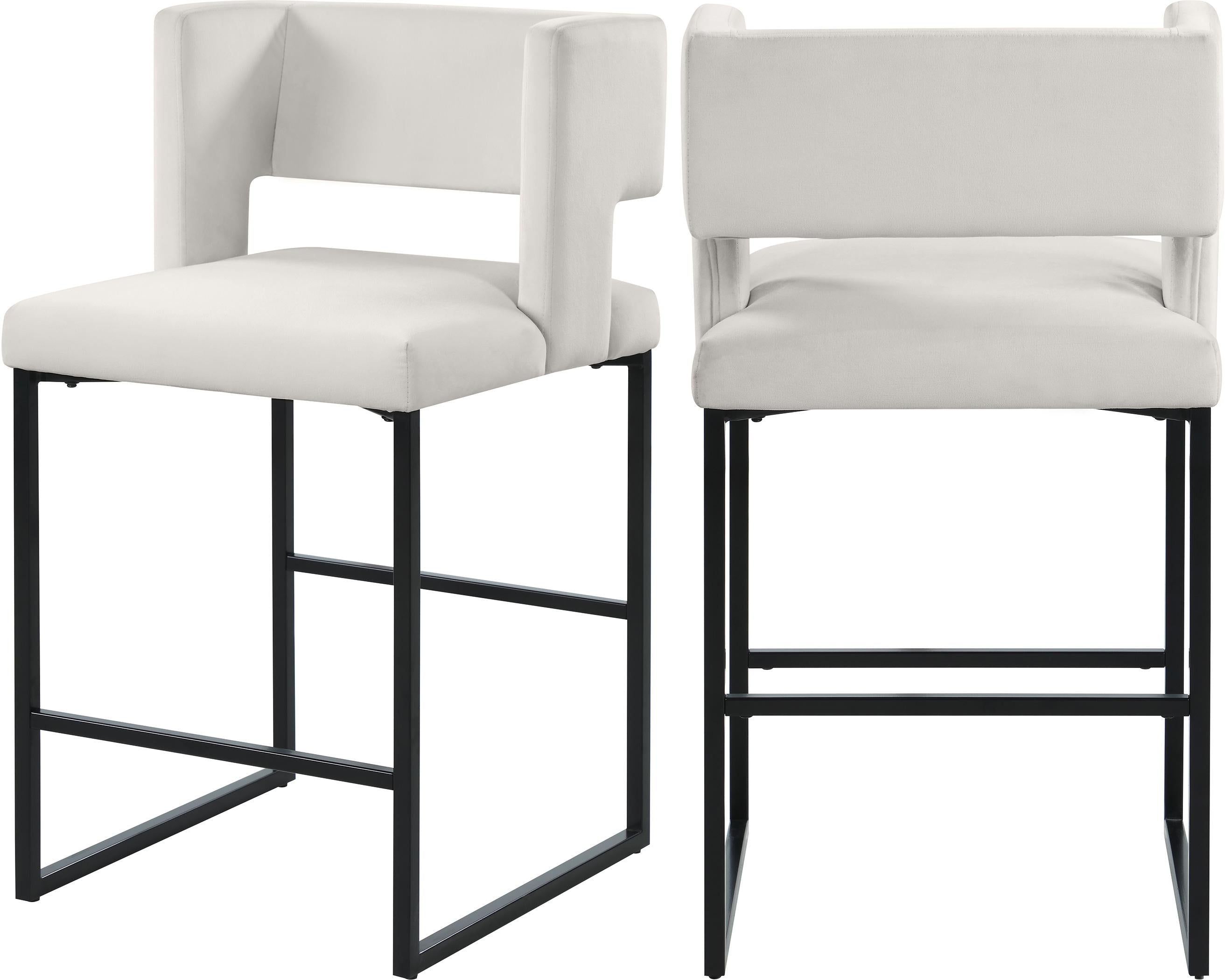 Caleb Cream Velvet Counter Stool - Luxury Home Furniture (MI)