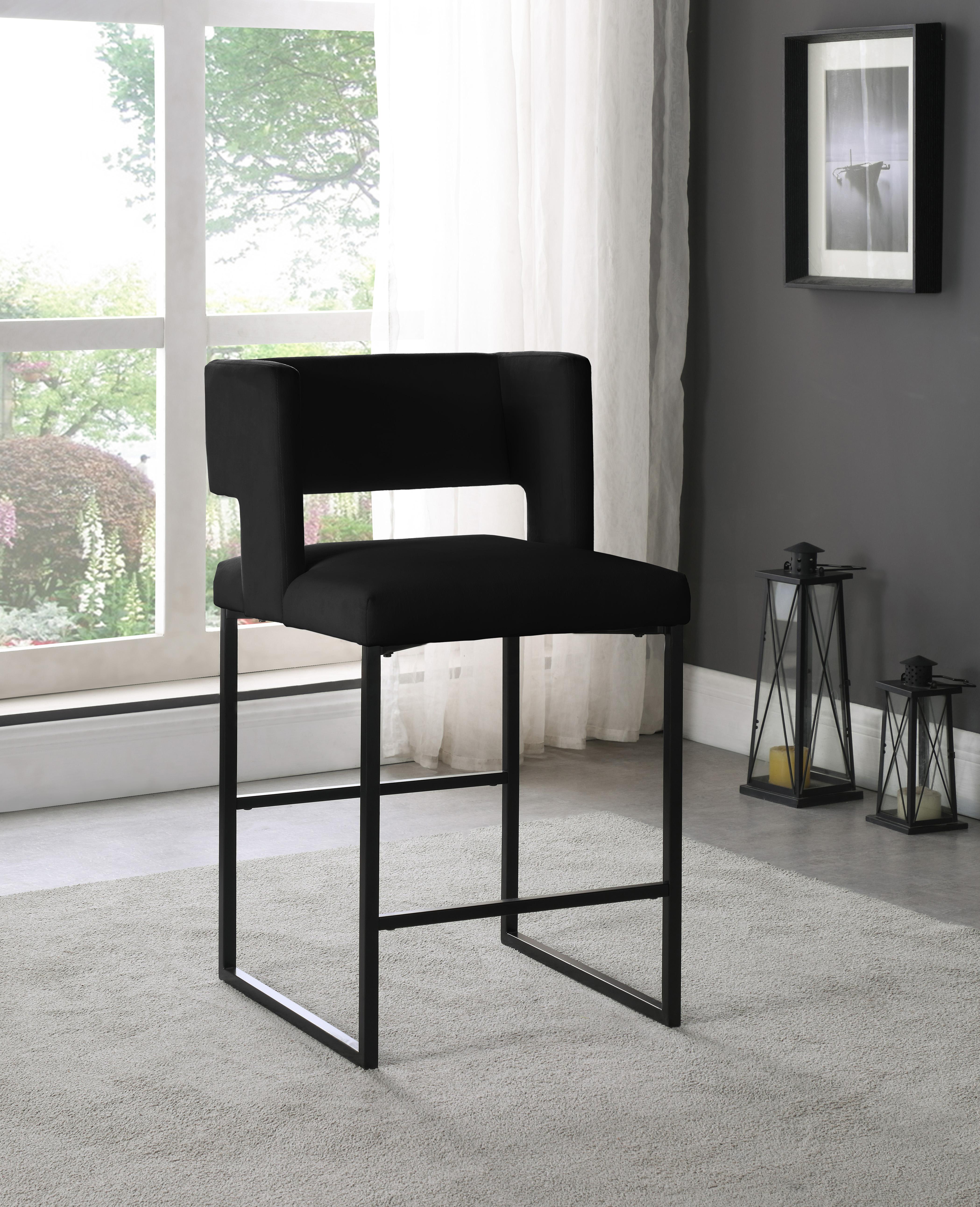 Caleb Black Velvet Counter Stool - Luxury Home Furniture (MI)