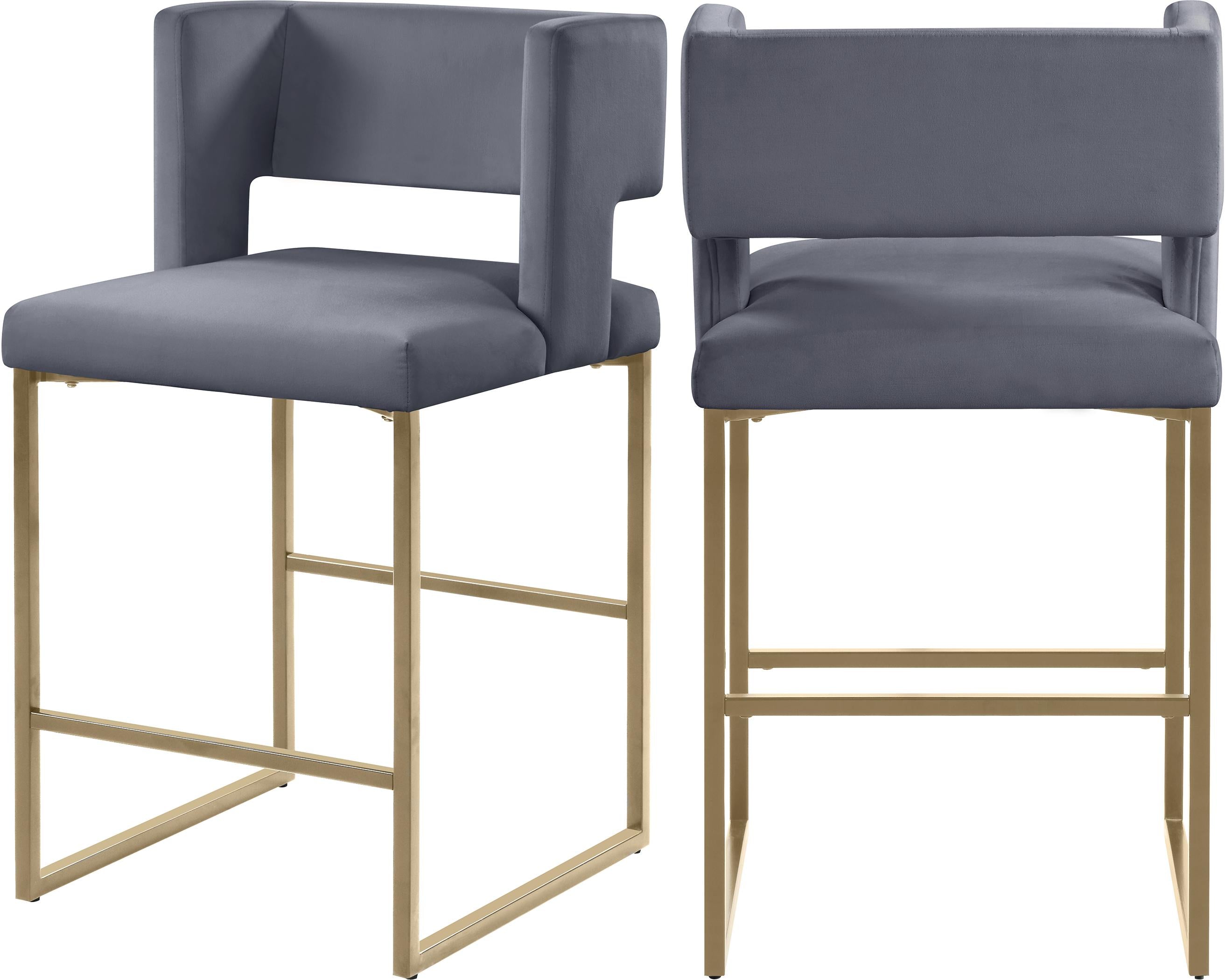 Caleb Grey Velvet Counter Stool - Luxury Home Furniture (MI)