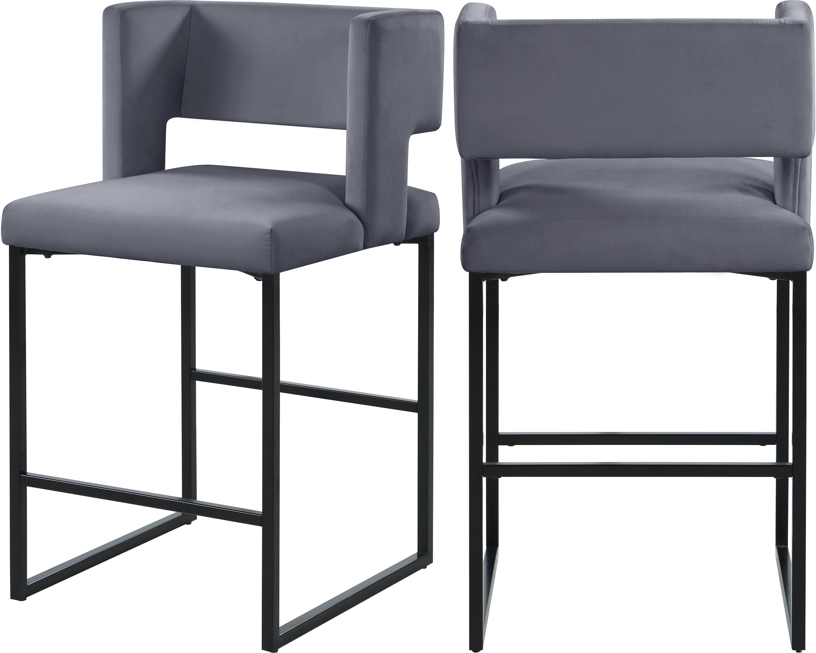 Caleb Grey Velvet Counter Stool - Luxury Home Furniture (MI)