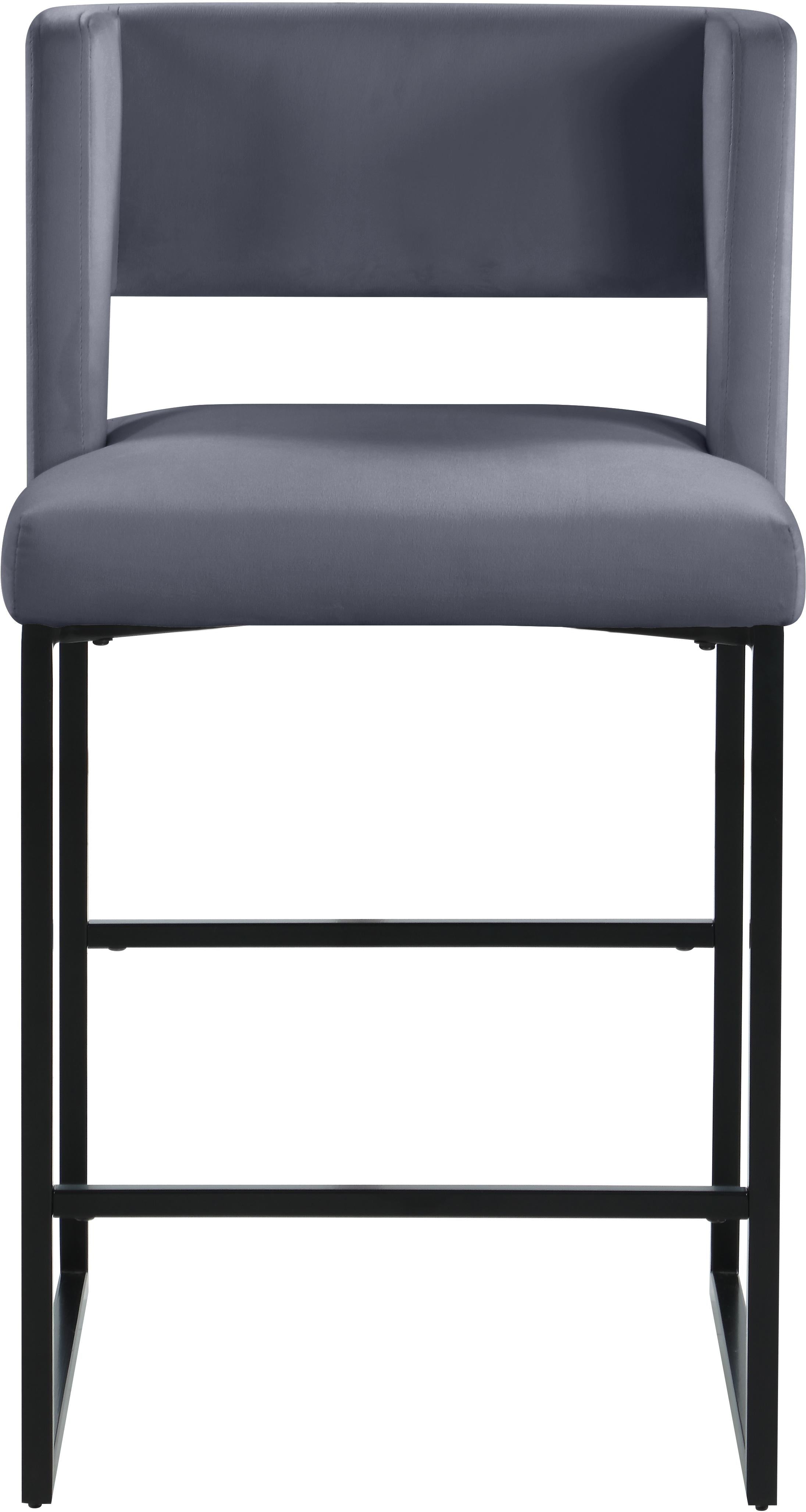 Caleb Grey Velvet Counter Stool - Luxury Home Furniture (MI)