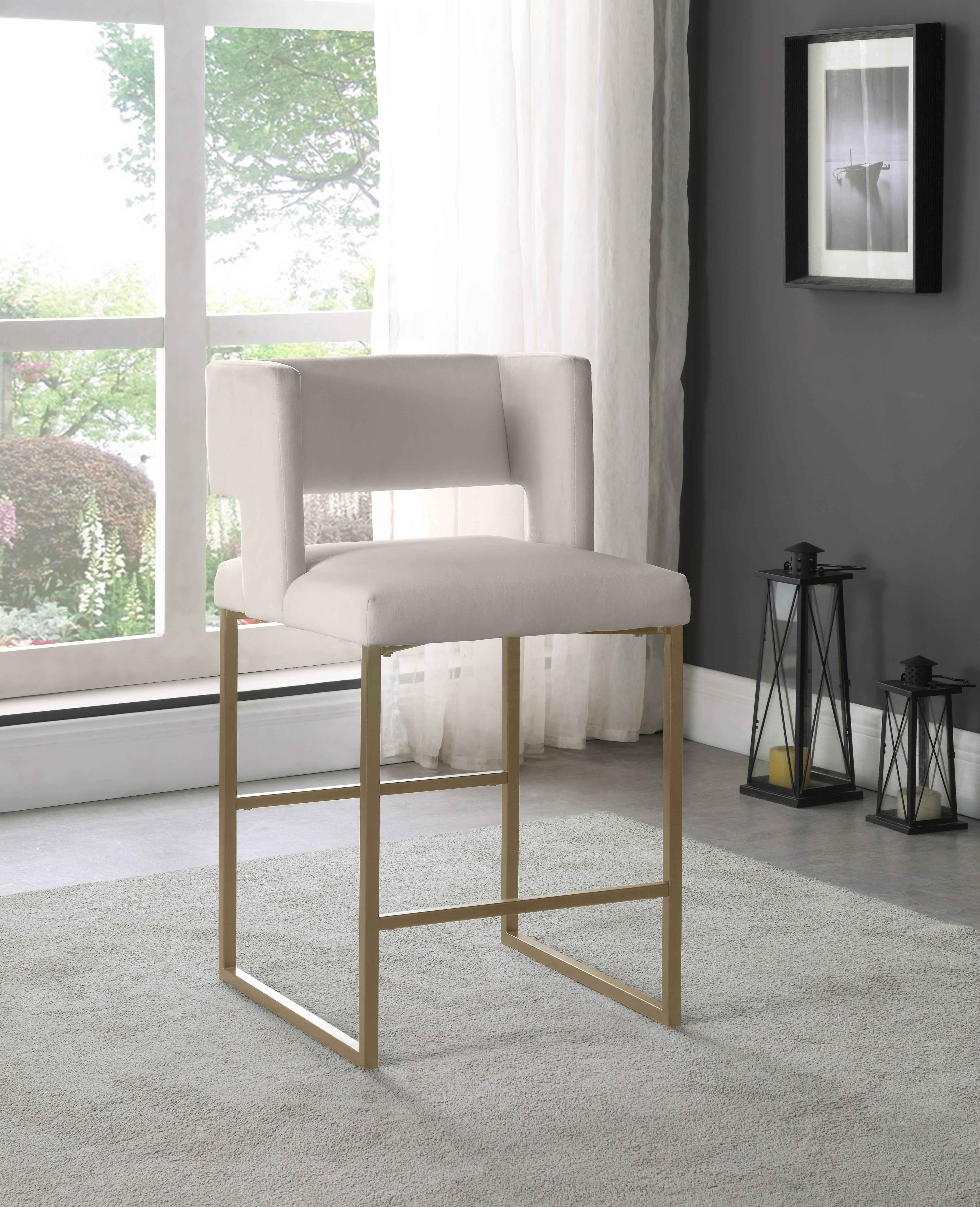 Caleb Cream Velvet Counter Stool - Luxury Home Furniture (MI)