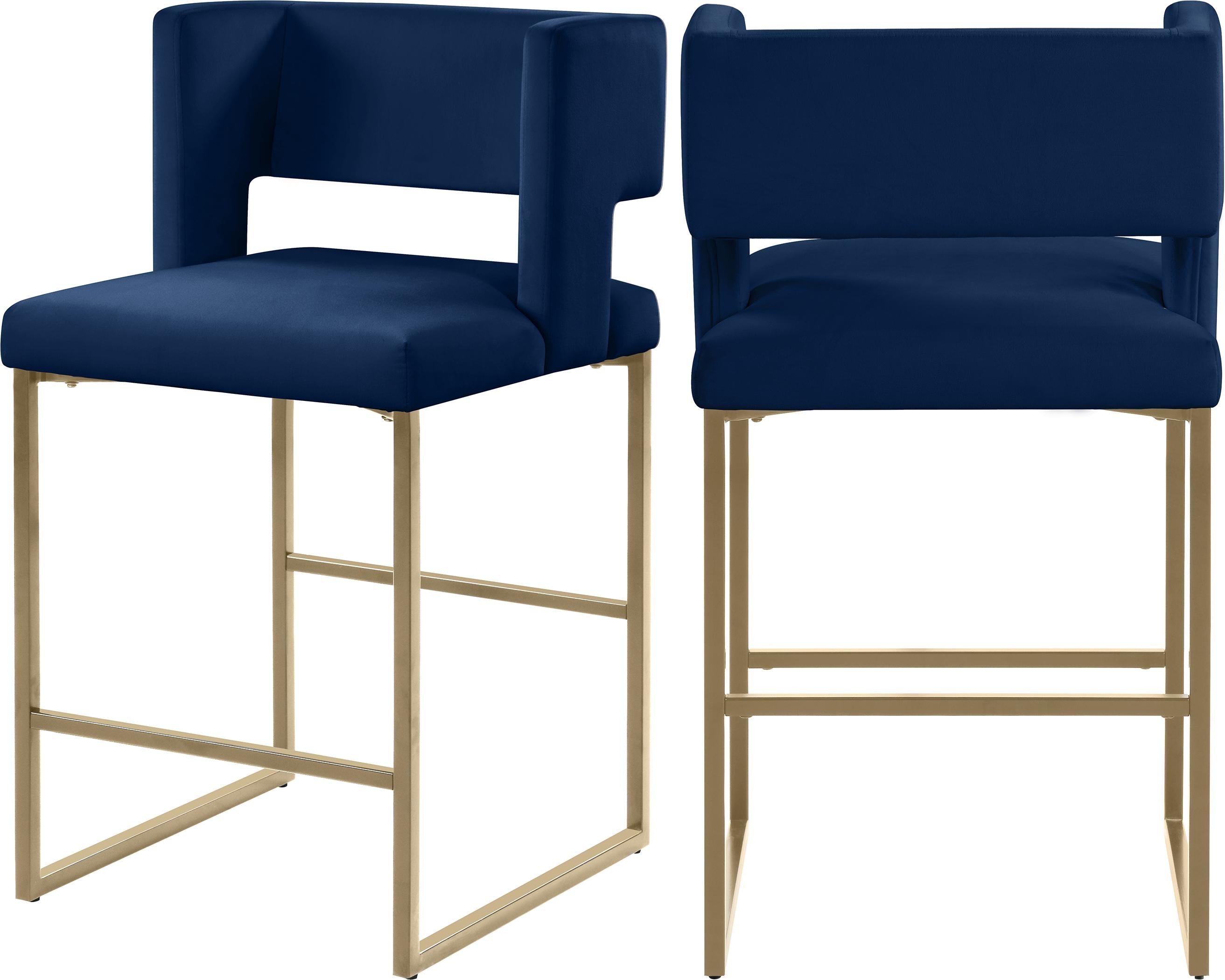 Caleb Navy Velvet Counter Stool - Luxury Home Furniture (MI)