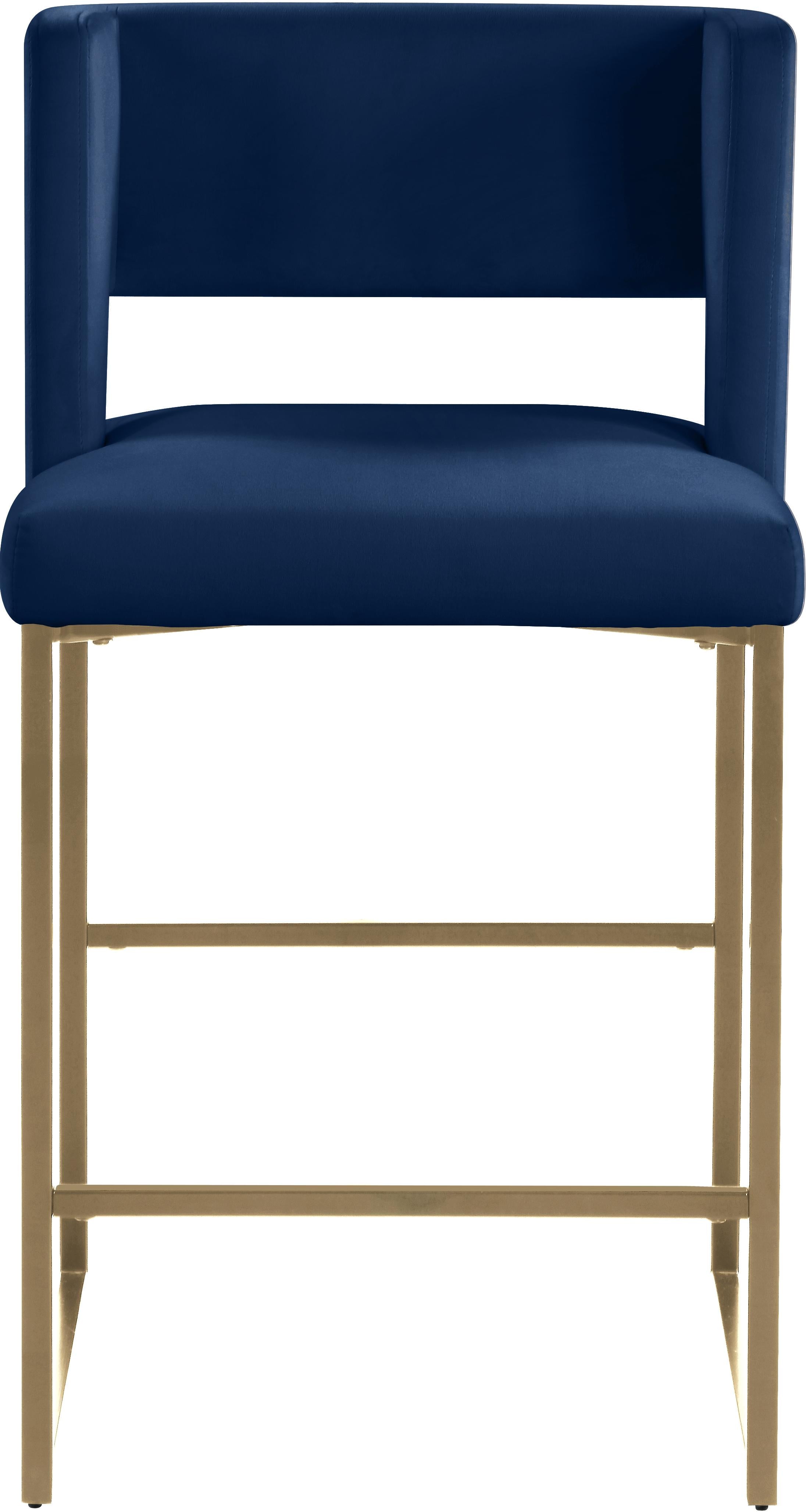 Caleb Navy Velvet Counter Stool - Luxury Home Furniture (MI)