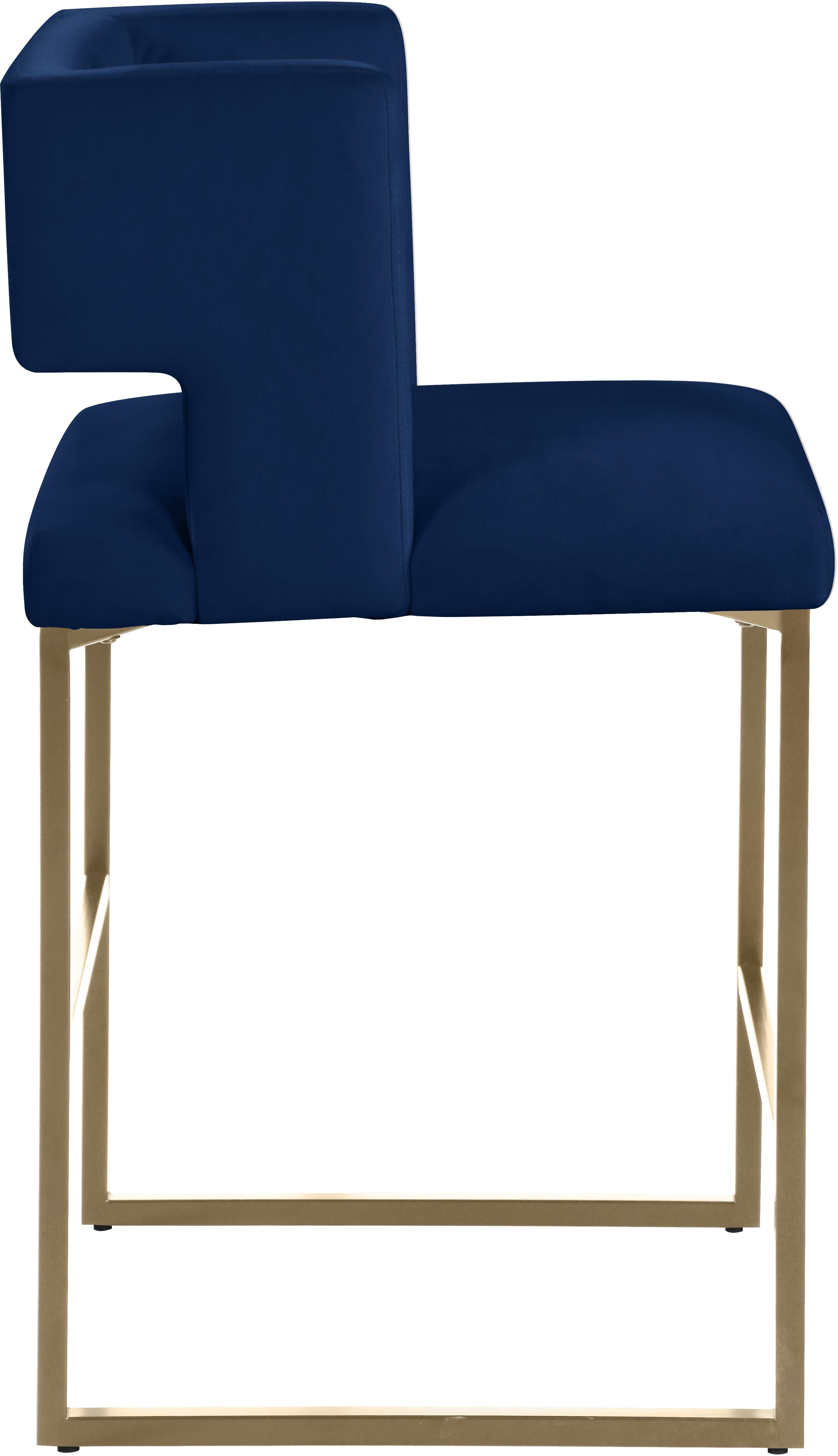 Caleb Navy Velvet Counter Stool - Luxury Home Furniture (MI)