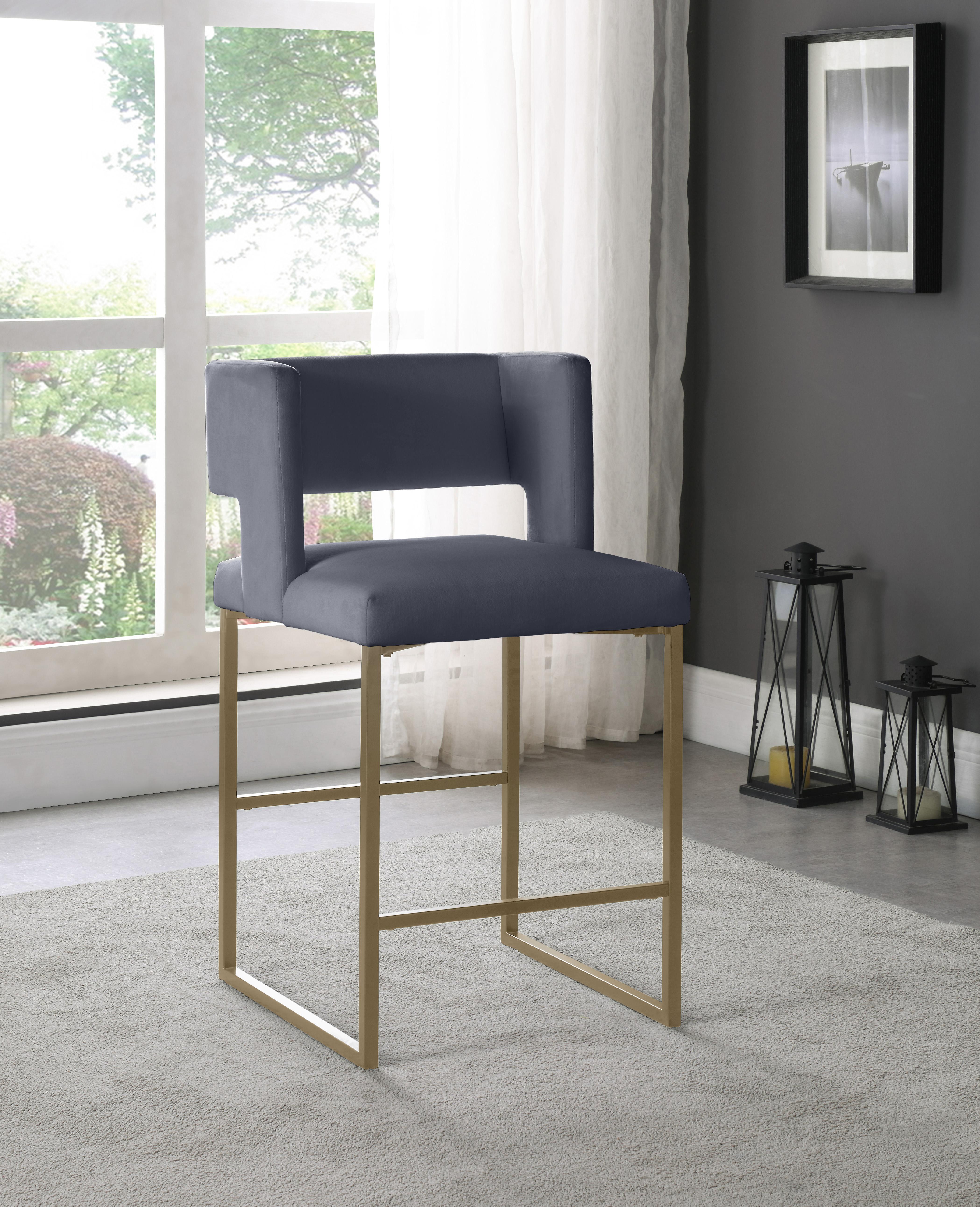 Caleb Grey Velvet Counter Stool - Luxury Home Furniture (MI)