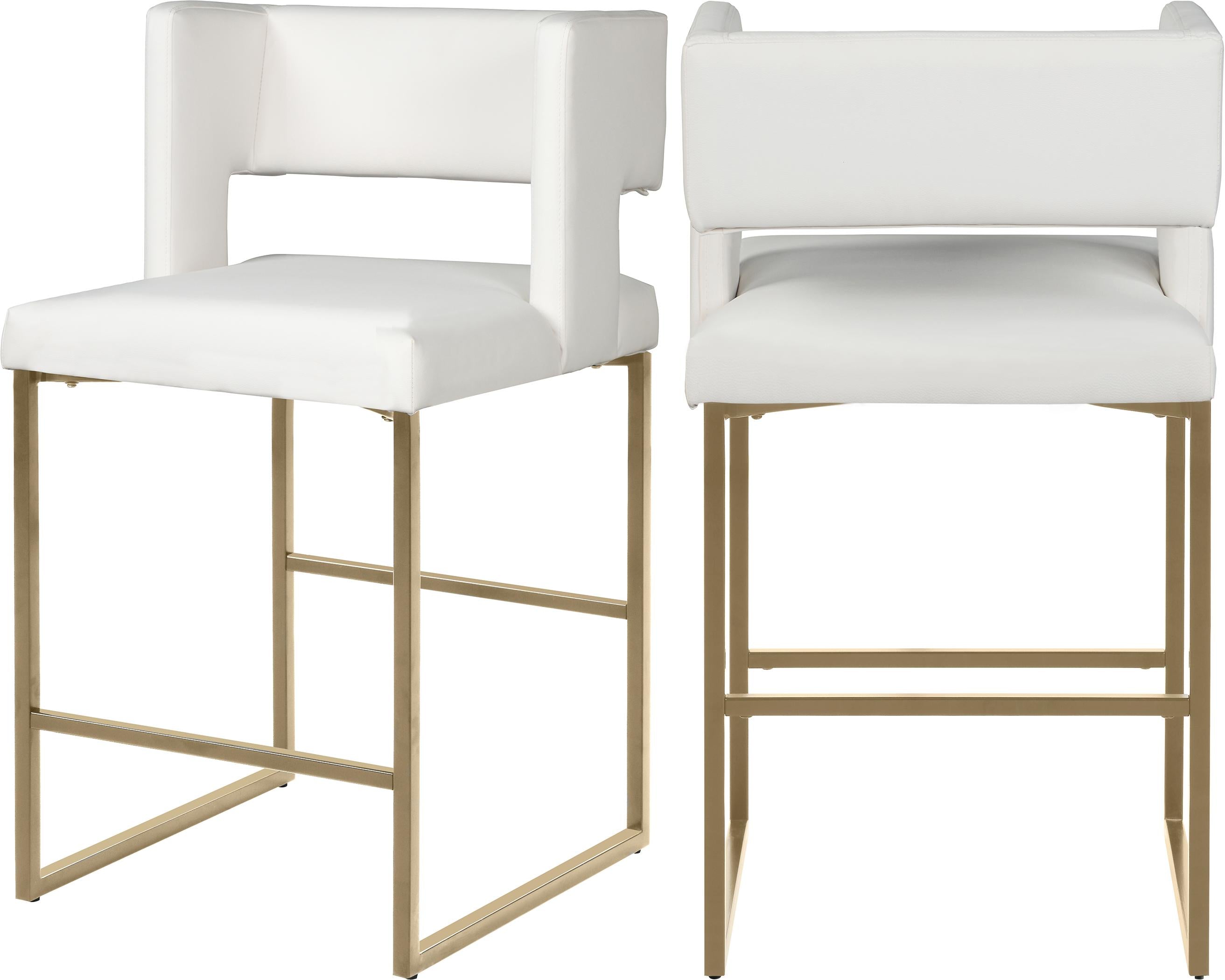 Caleb White Faux Leather Counter Stool - Luxury Home Furniture (MI)