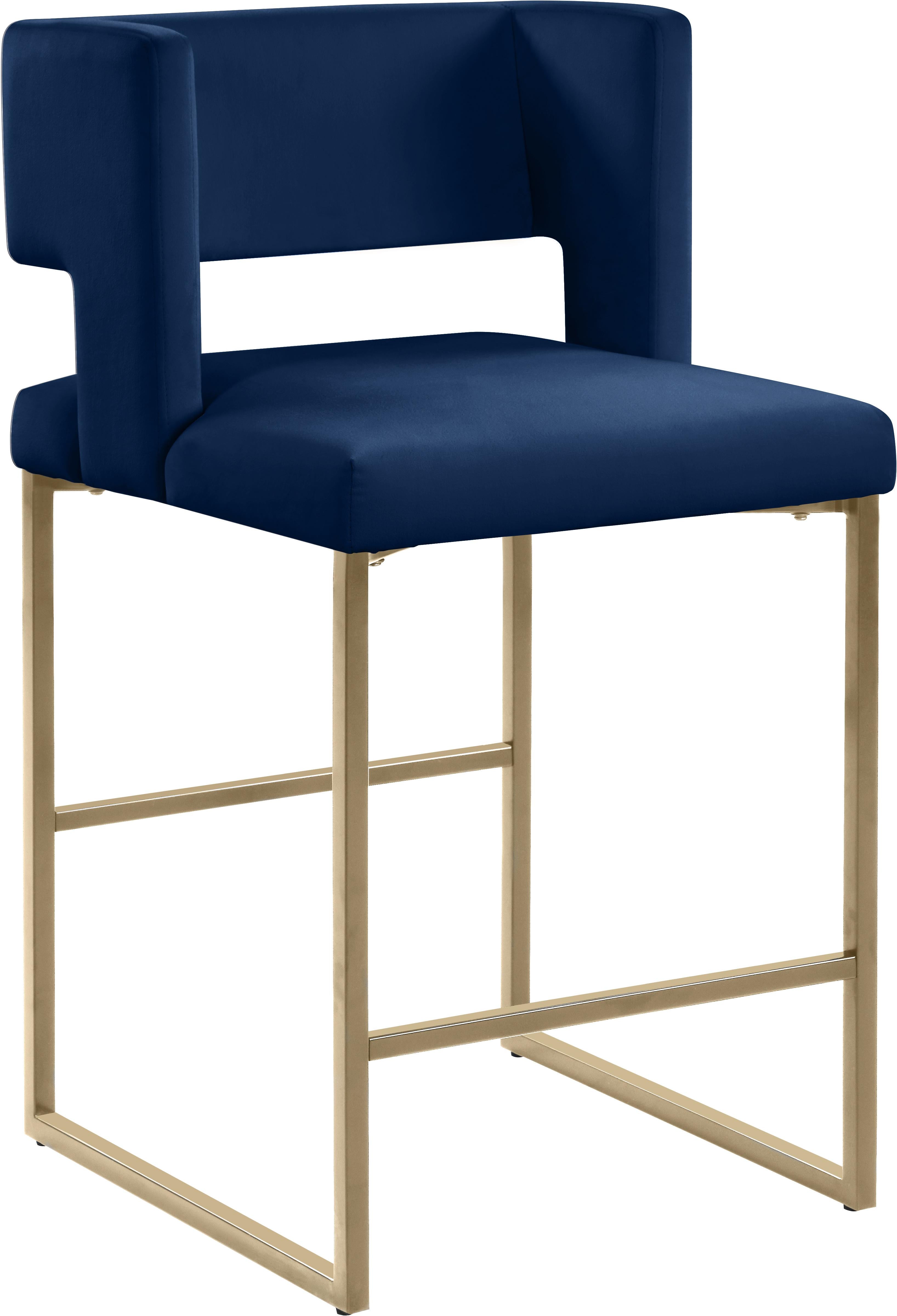 Caleb Navy Velvet Counter Stool - Luxury Home Furniture (MI)